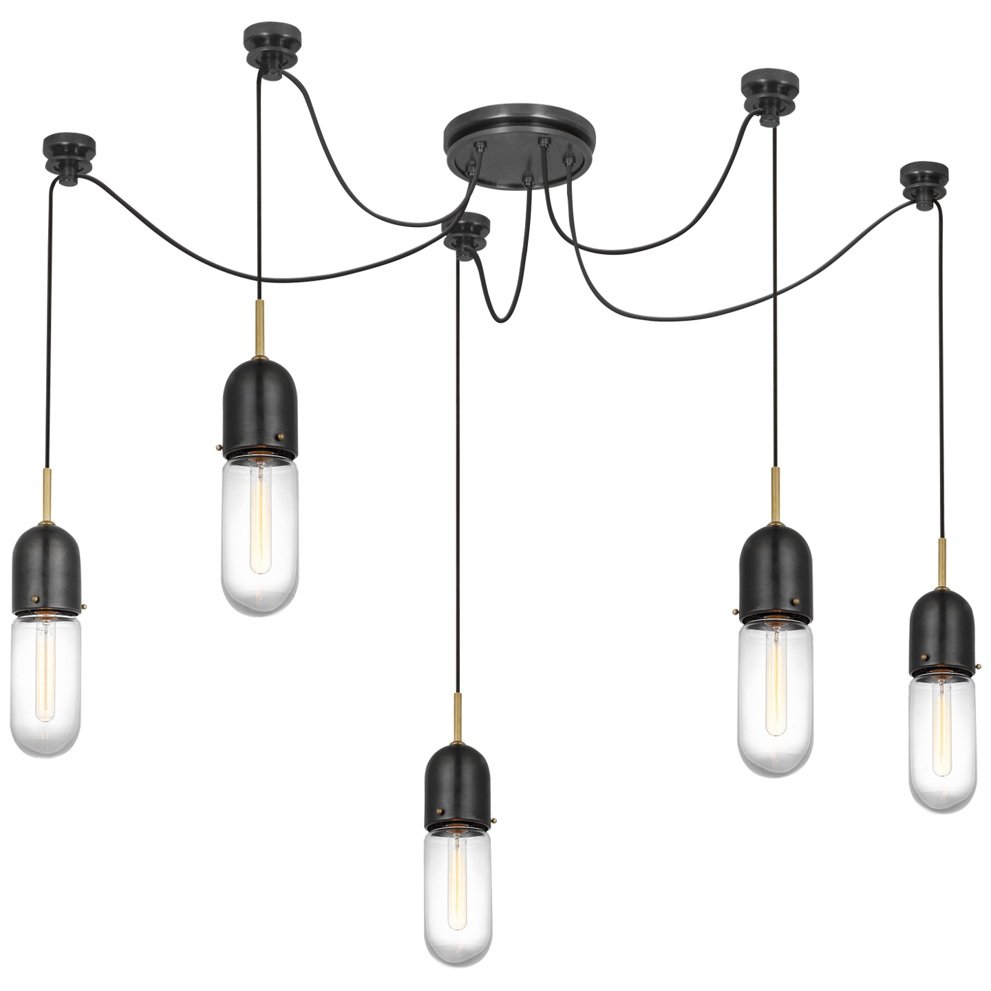 Junio 5-Light Chandelier in Bronze and Brass with Clear Glass Open Box