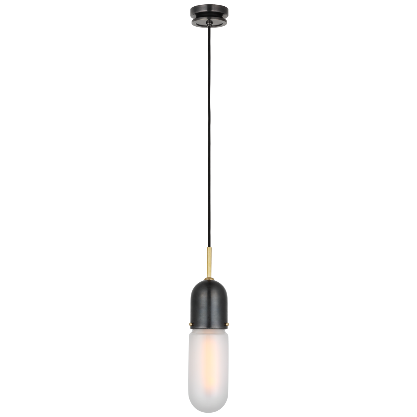 Junio Single Light Pendant in Bronze and Brass with Frosted Glass  Open Box