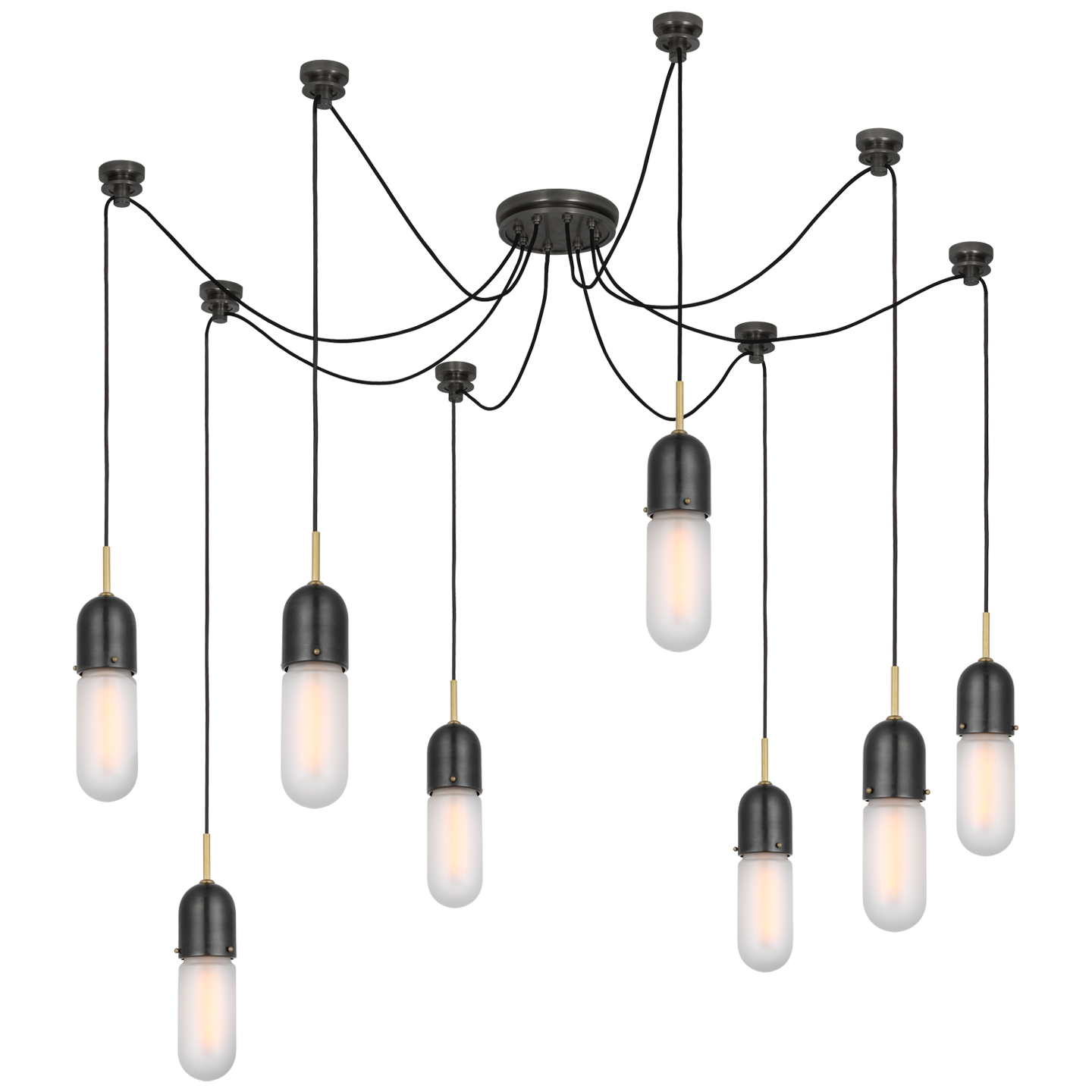 Junio 8-Light Chandelier in Bronze and Brass with Frosted Glass Open Box