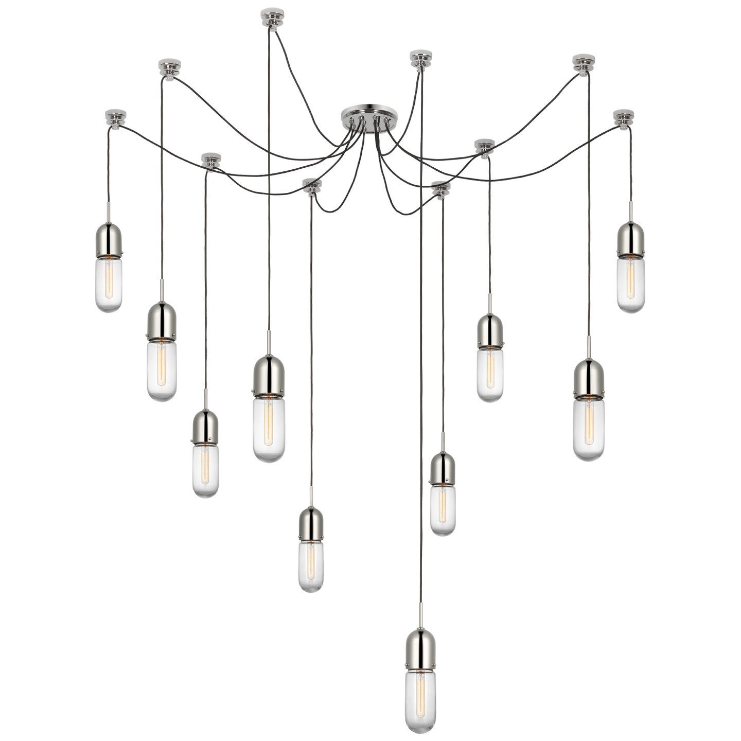 Junio 10-Light Chandelier in Polished Nickel with Clear Glass Open Box