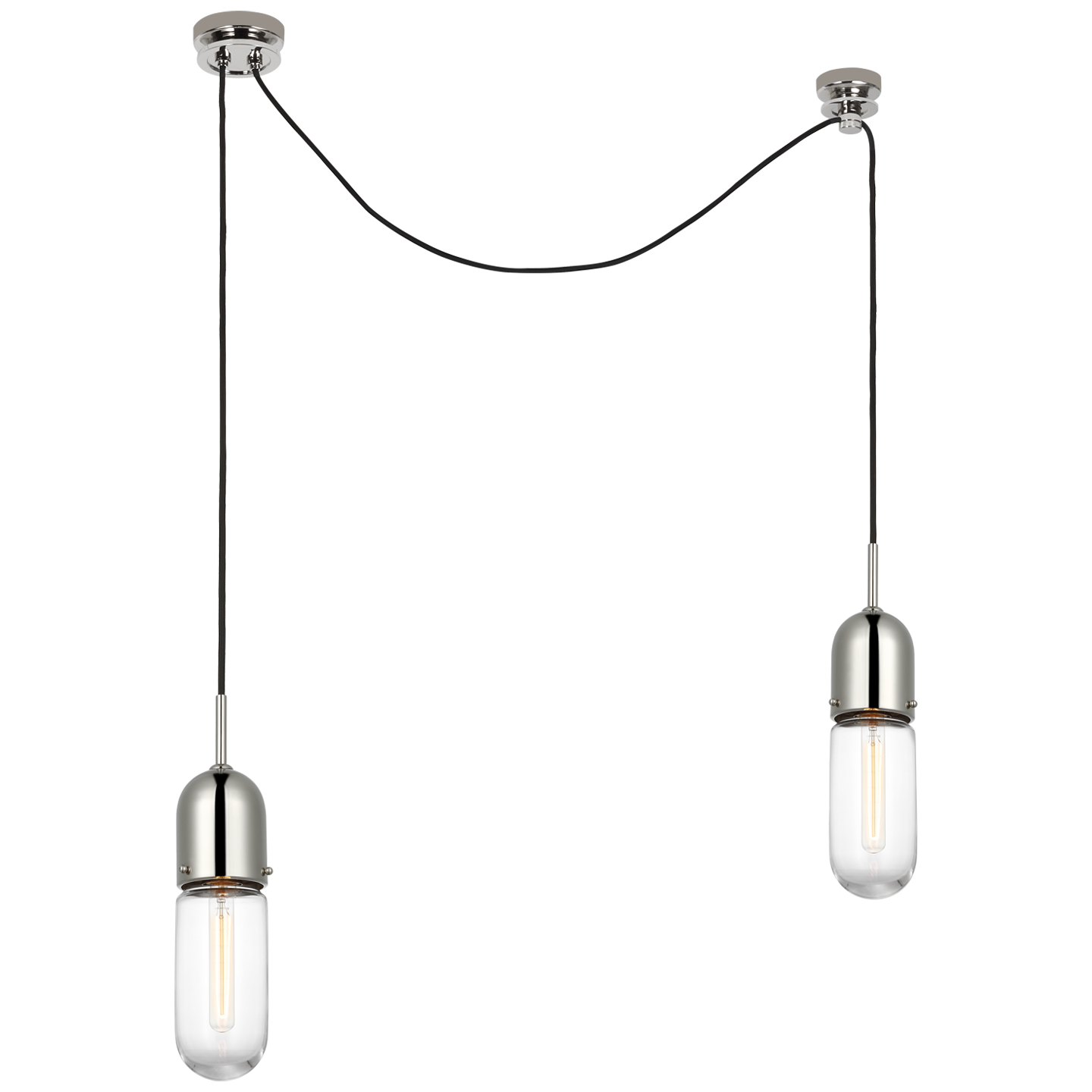Junio 2-Light Chandelier in Polished Nickel with Clear Glass Open Box