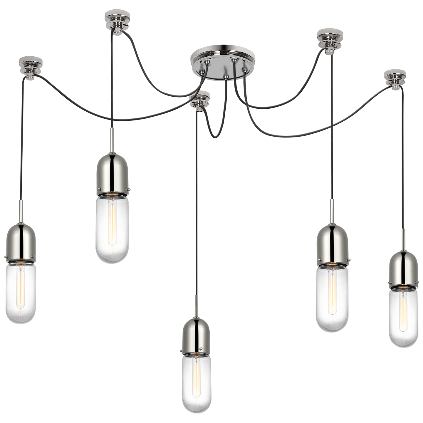 Junio 5-Light Chandelier in Polished Nickel with Clear Glass Open Box