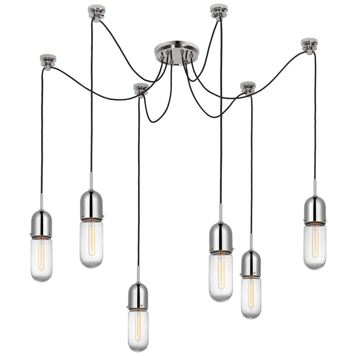 Junio 6-Light Chandelier in Polished Nickel with Clear Glass Open Box