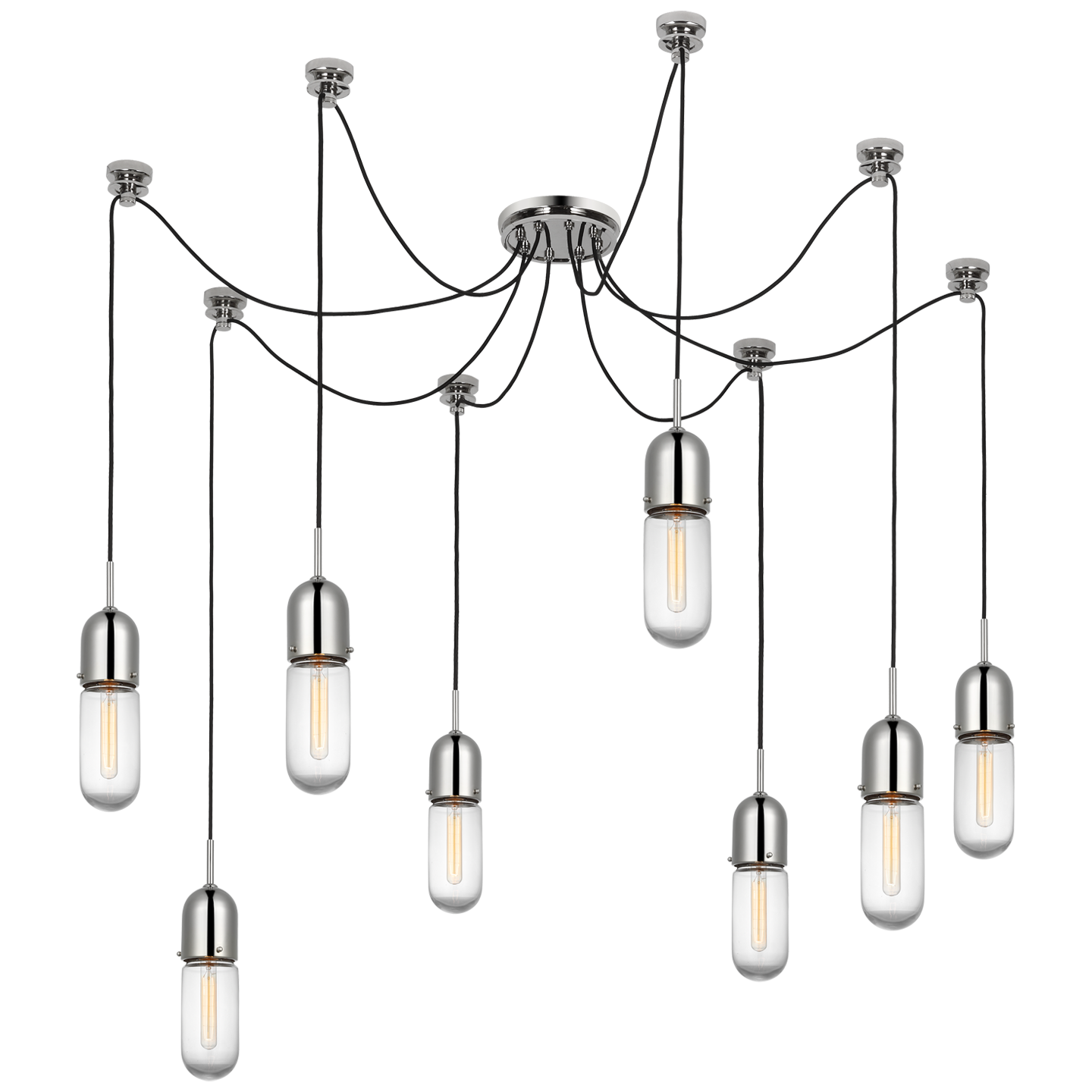 Junio 8-Light Chandelier in Polished Nickel with Clear Glass Open Box