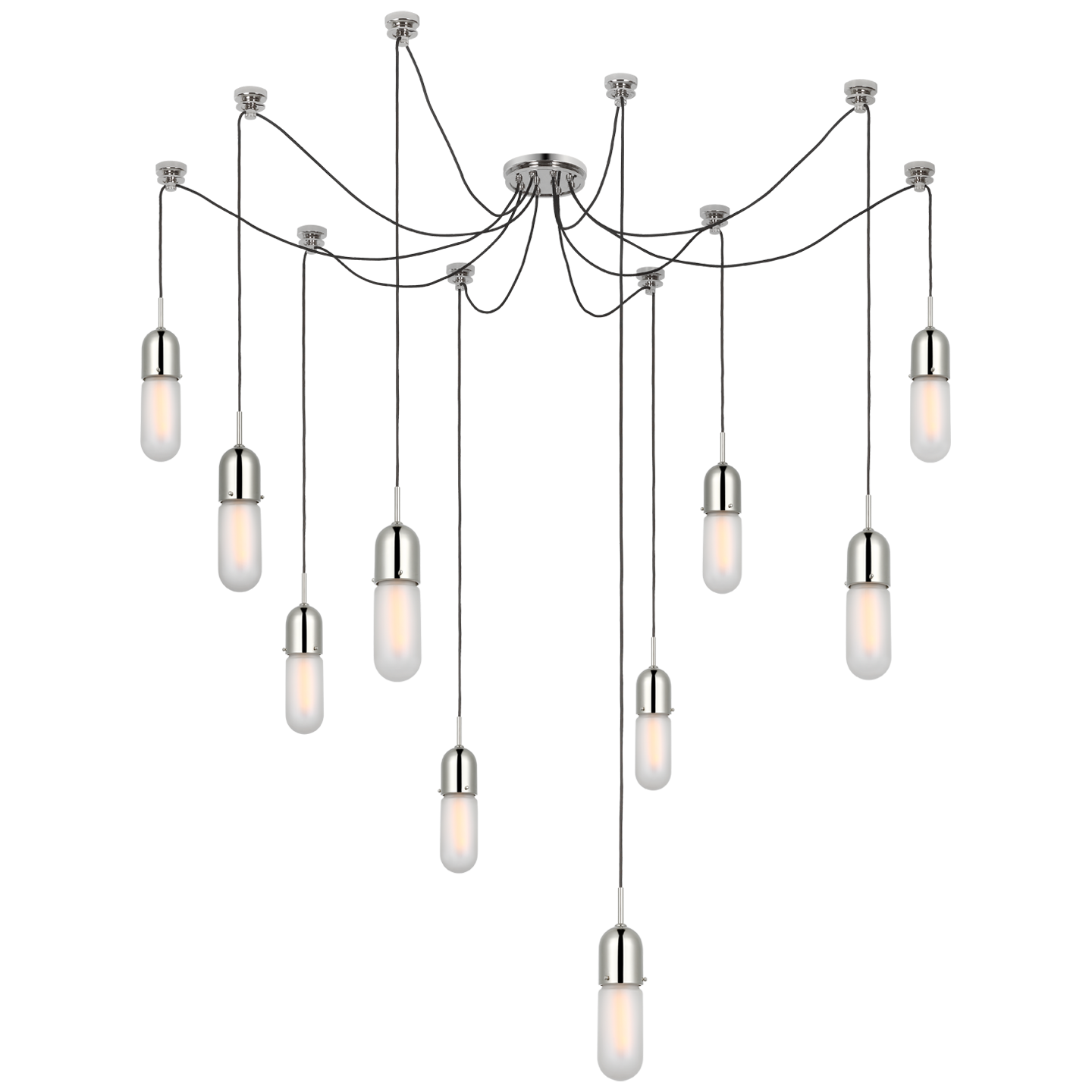 Junio 10-Light Chandelier in Polished Nickel with Frosted Glass Open Box