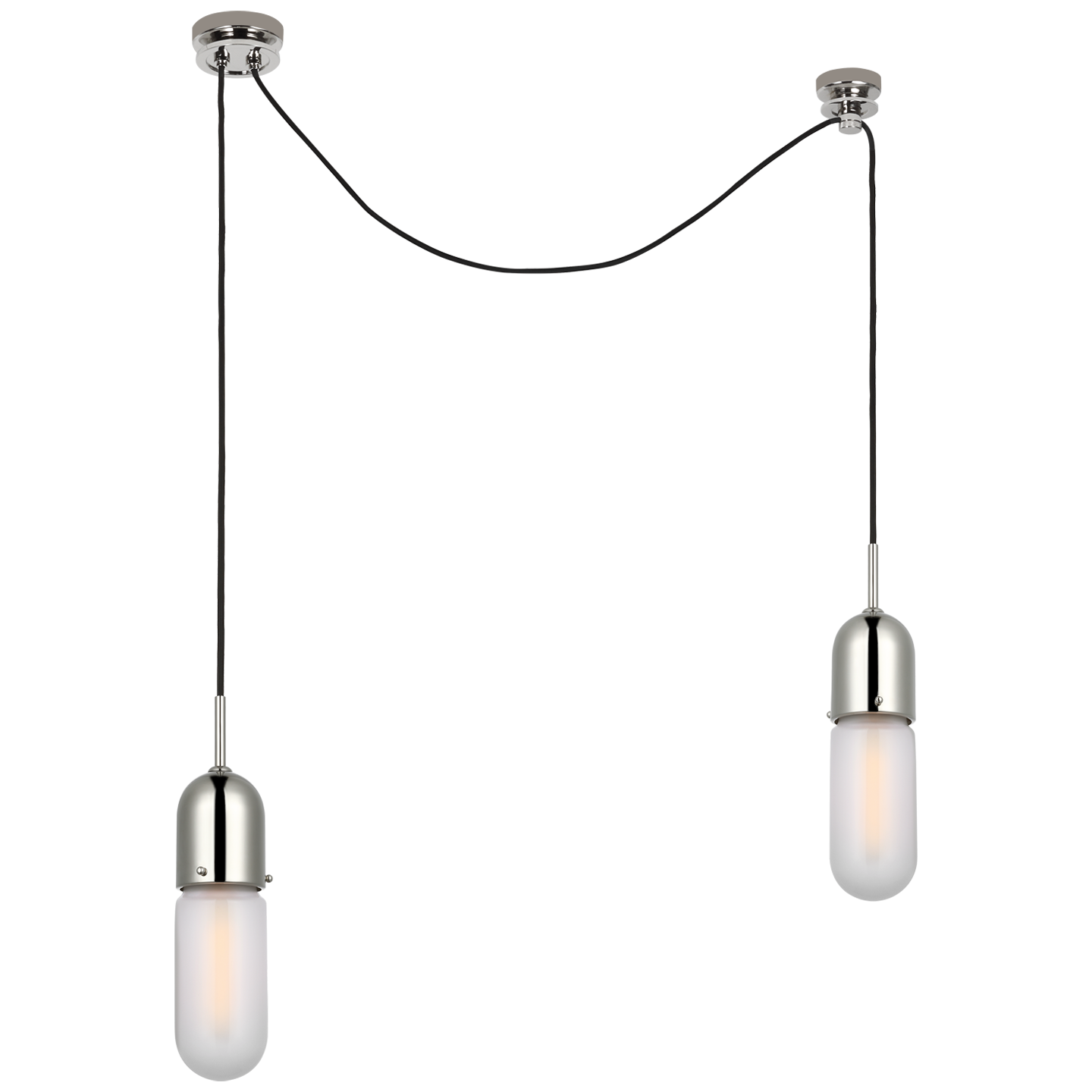 Junio 2-Light Chandelier in Polished Nickel with Frosted Glass Open Box