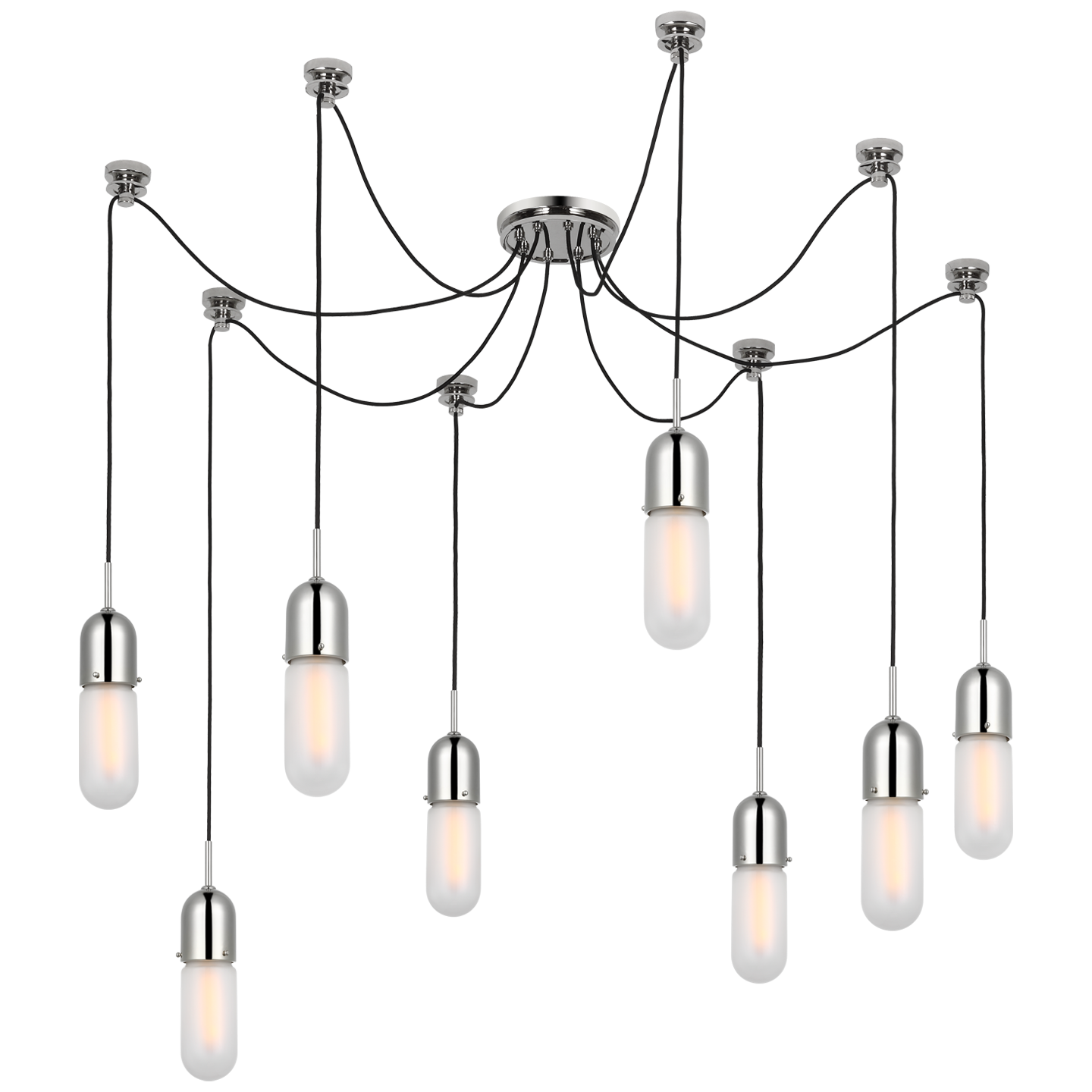 Junio 8-Light Chandelier in Polished Nickel with Frosted Glass Open Box