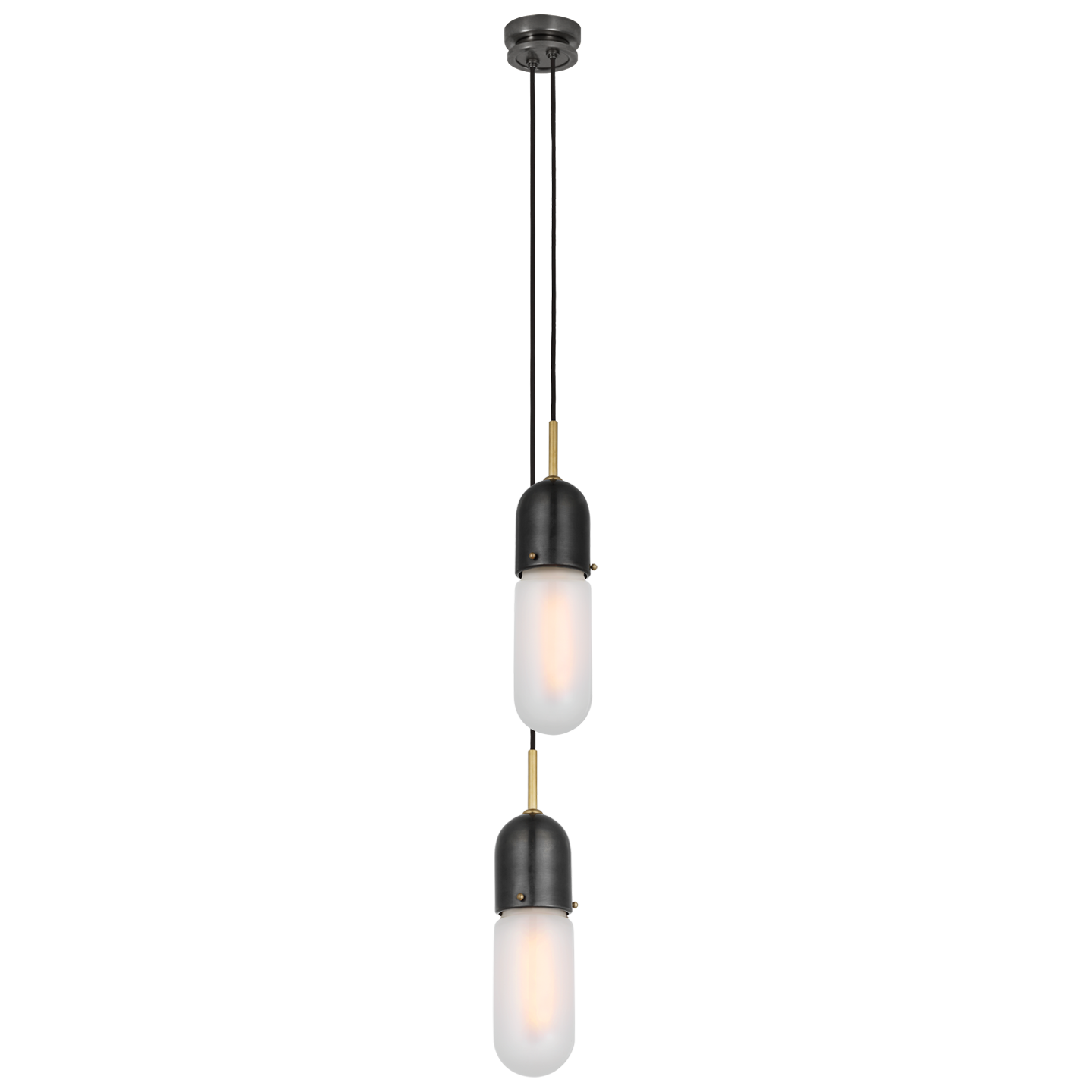 Junio 2-Light Pendant in Bronze and Brass with Frosted Glass Open Box
