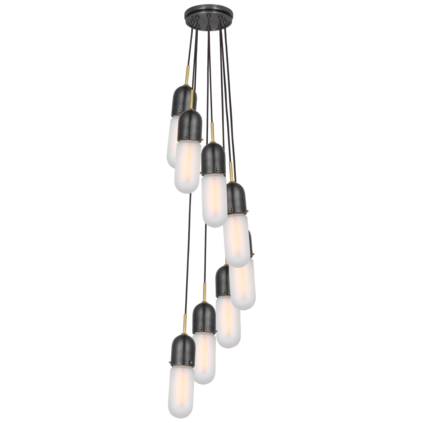 Junio 8-Light Pendant in Bronze and Brass with Frosted Glass Open Box