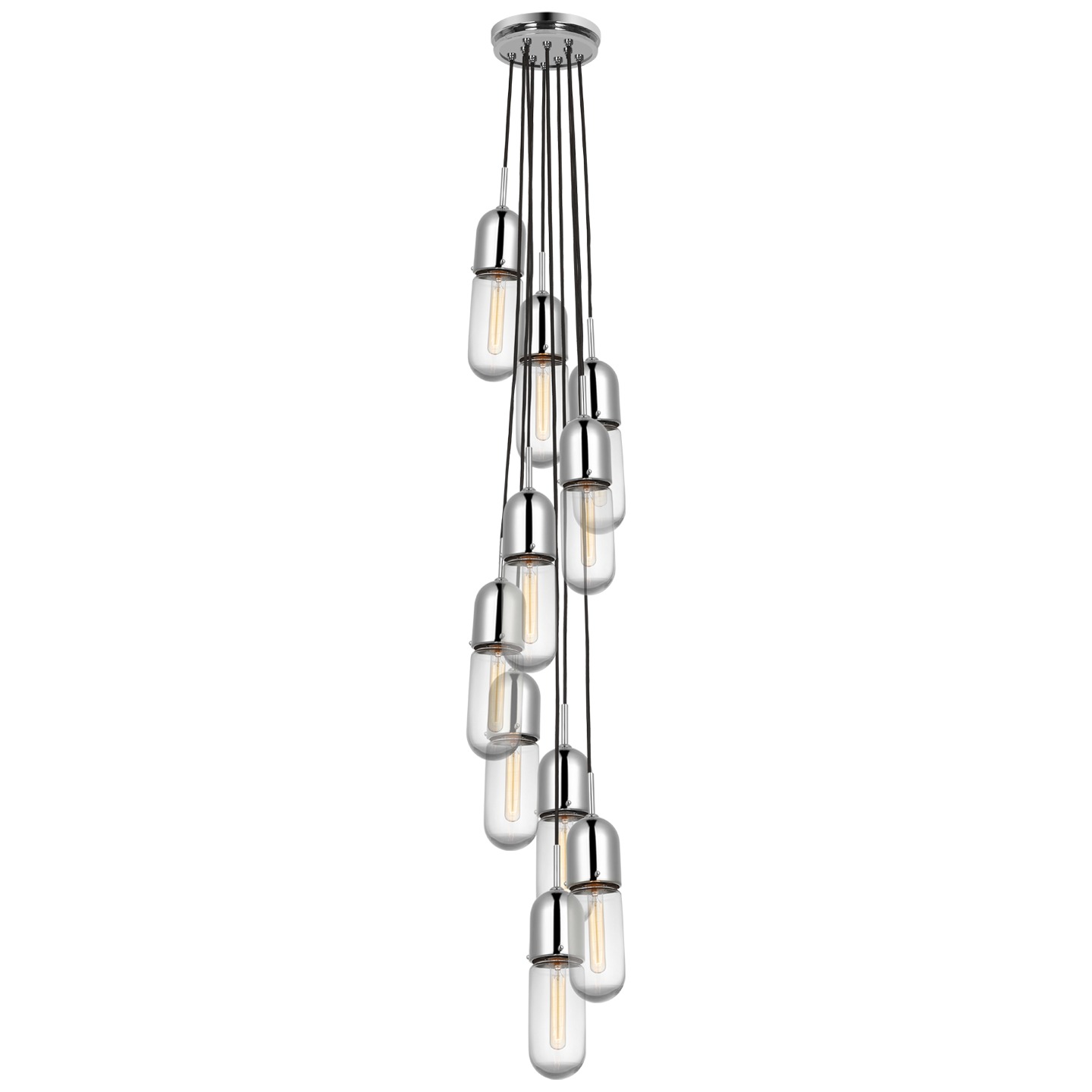 Junio 10-Light Pendant in Polished Nickel with Clear Glass Open Box