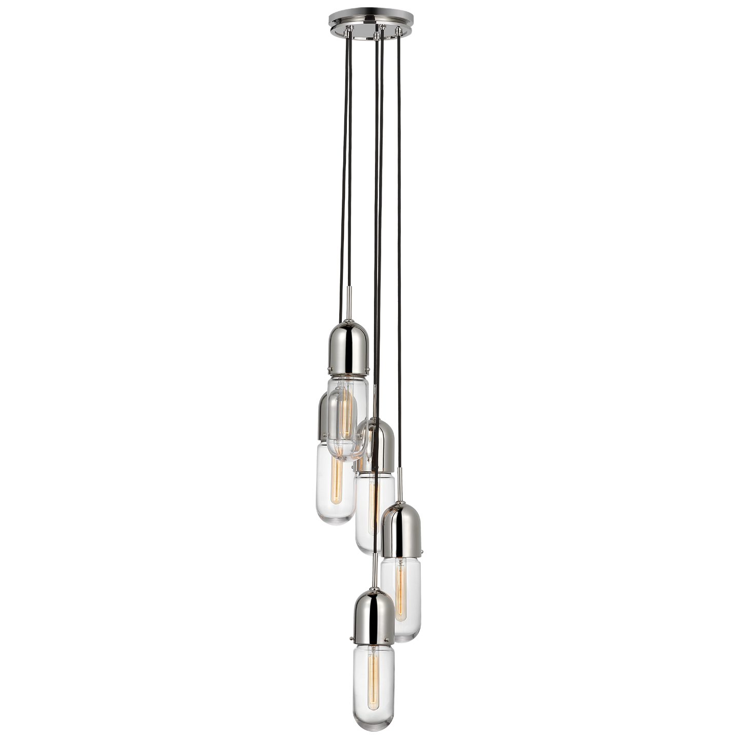 Junio 5-Light Pendant in Polished Nickel with Clear Glass Open Box