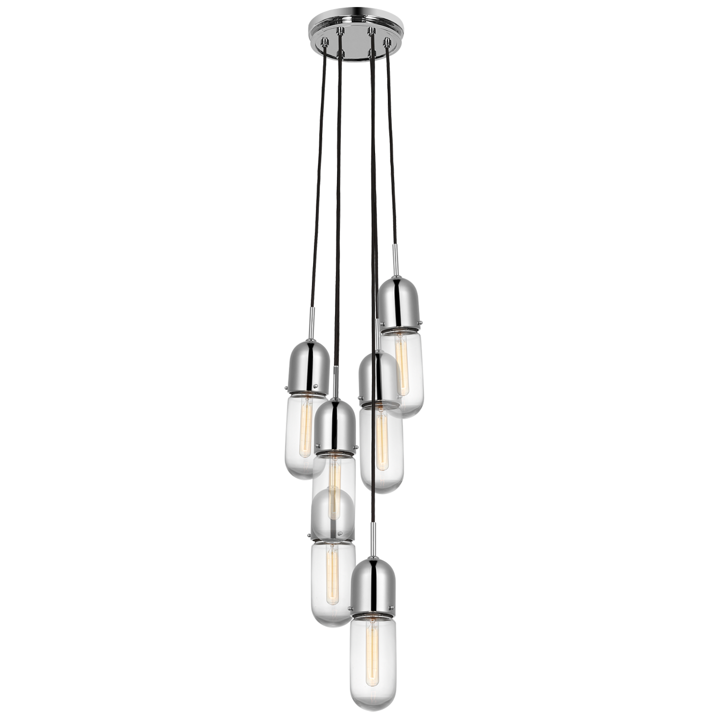 Junio 6-Light Pendant in Polished Nickel with Clear Glass Open Box