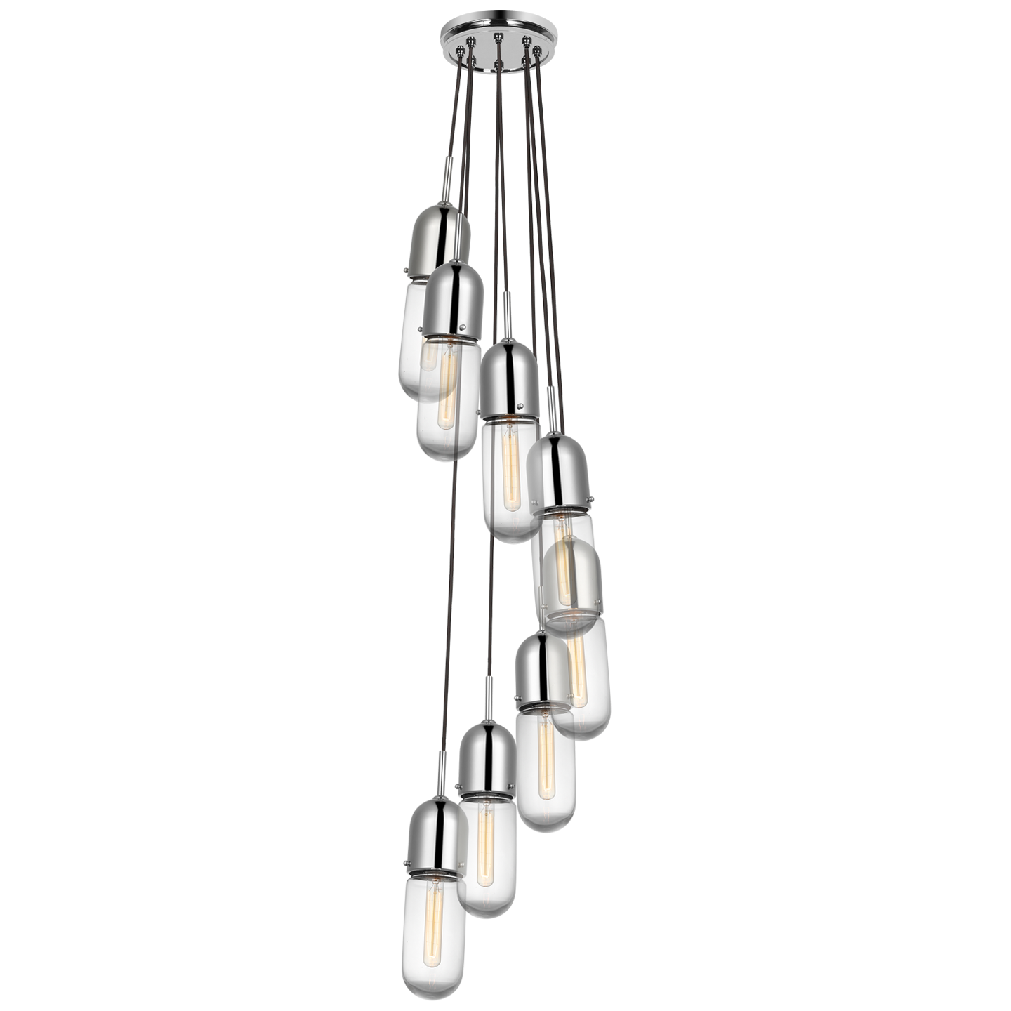 Junio 8-Light Pendant in Polished Nickel with Clear Glass Open Box