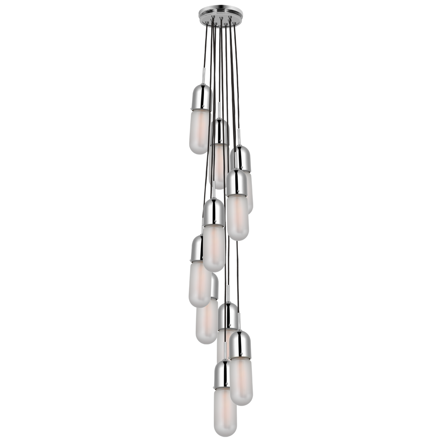 Junio 10-Light Pendant in Polished Nickel with Frosted Glass Open Box