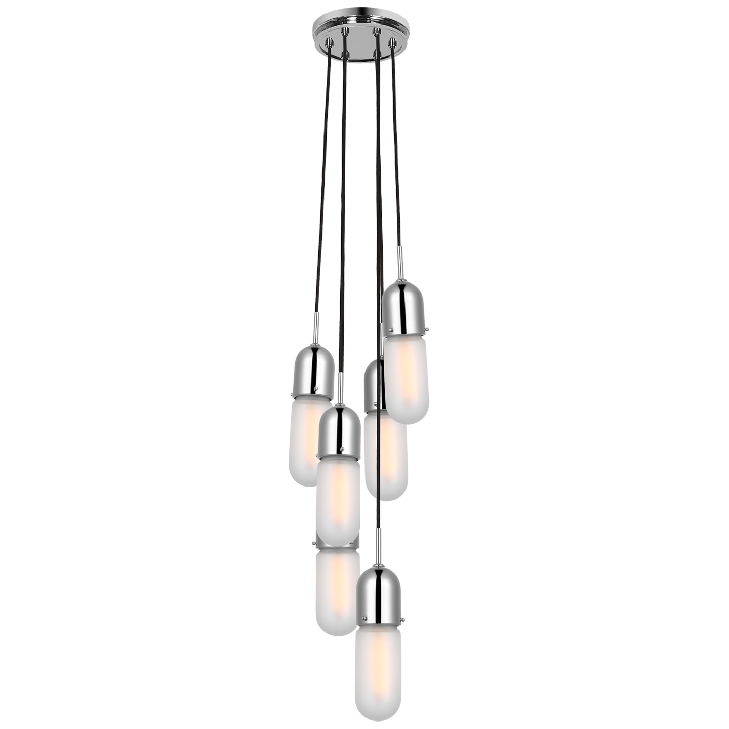 Junio 6-Light Pendant in Polished Nickel with Frosted Glass Open Box