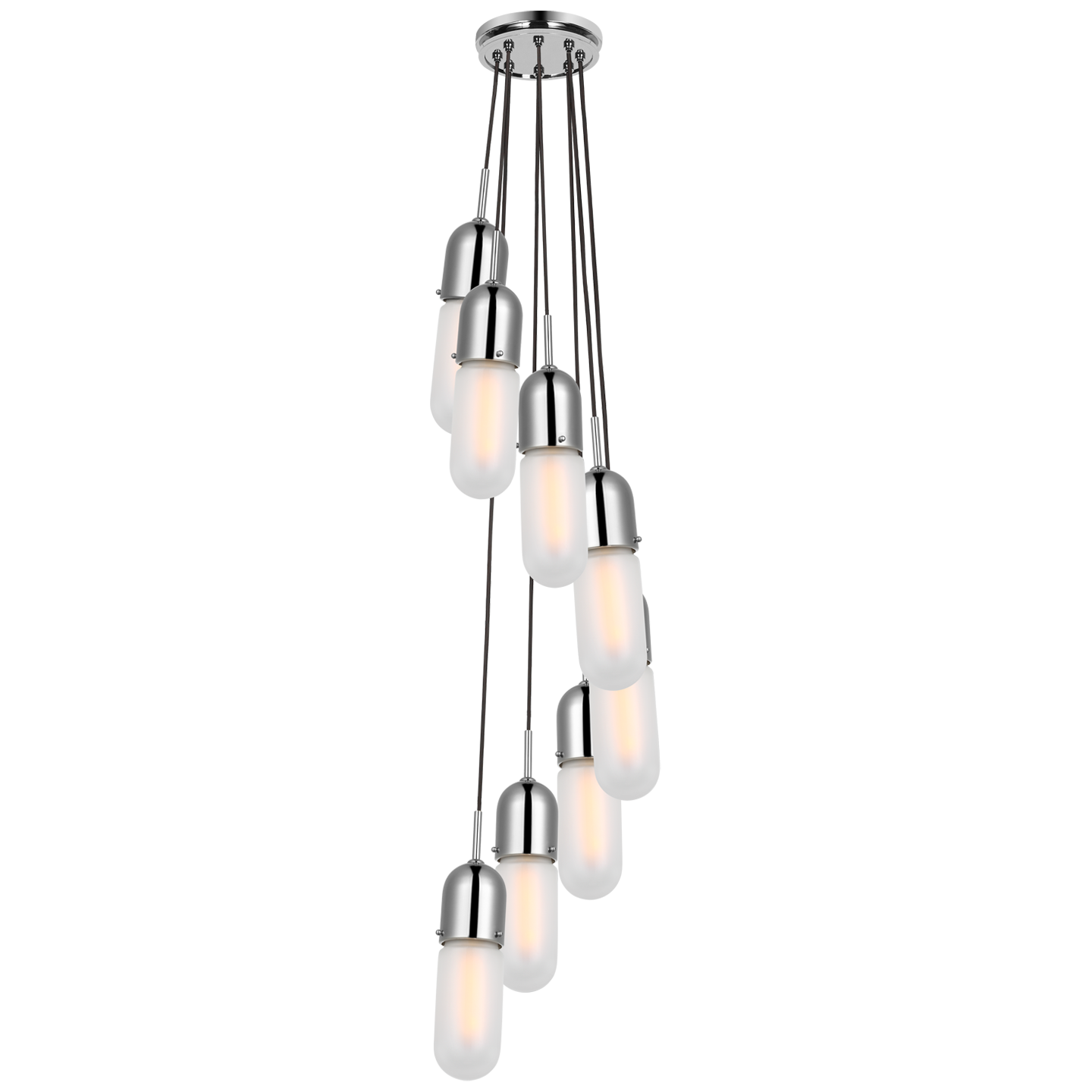Junio 8-Light Pendant in Polished Nickel with Frosted Glass Open Box