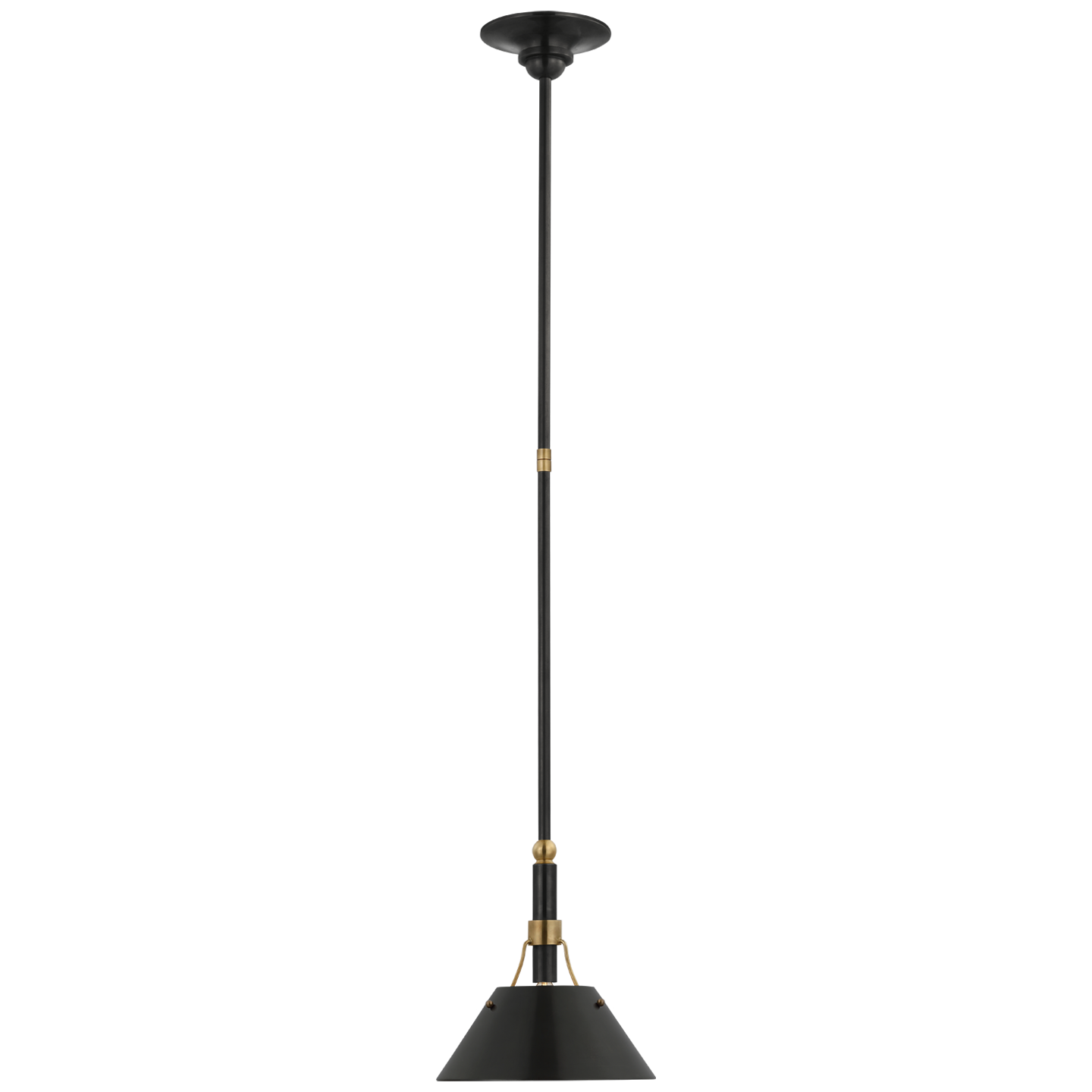Turlington Small Pendant in Bronze and Hand-Rubbed Antique Brass with Bronze Shade