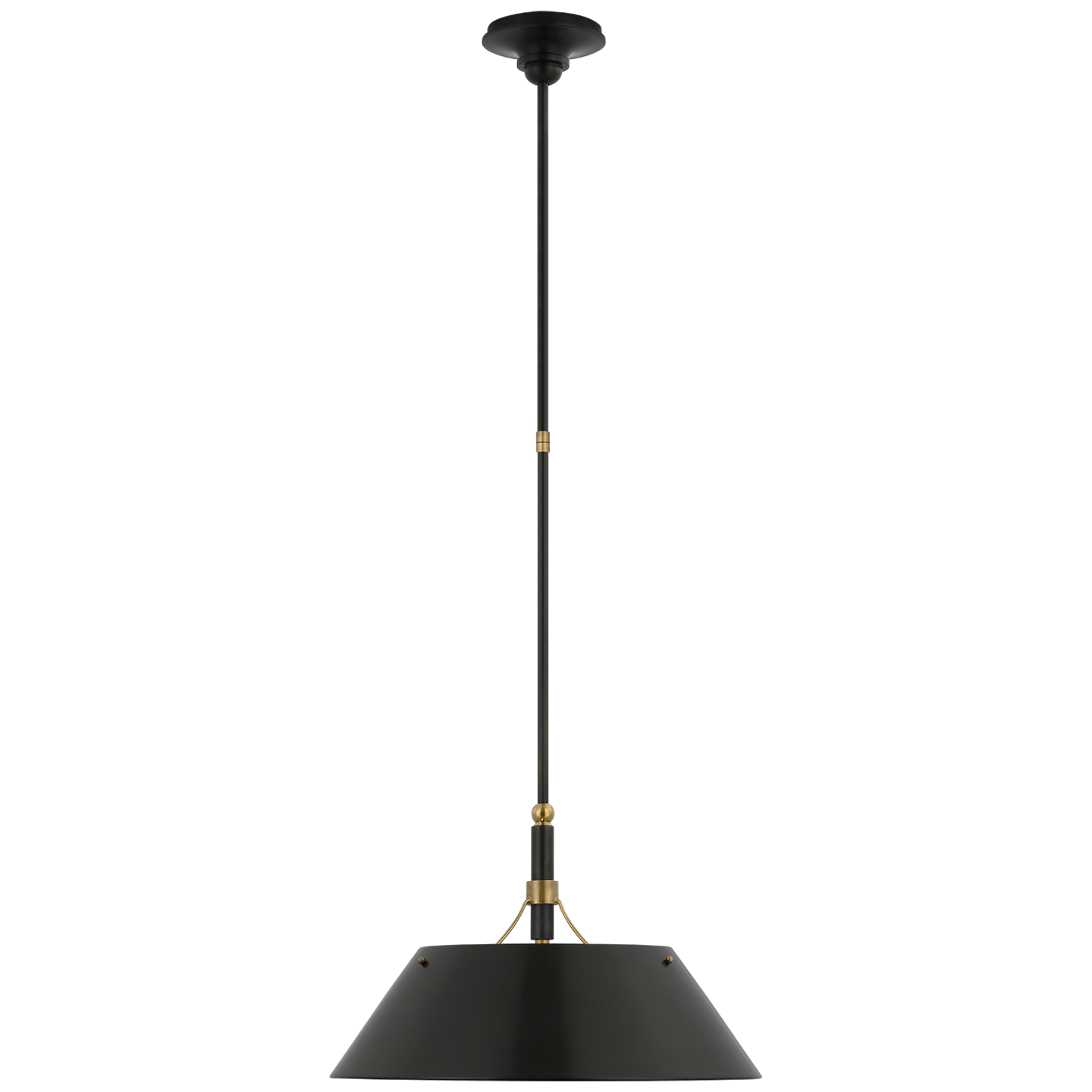 Turlington Large Pendant in Bronze and Hand-Rubbed Antique Brass with Bronze Shade