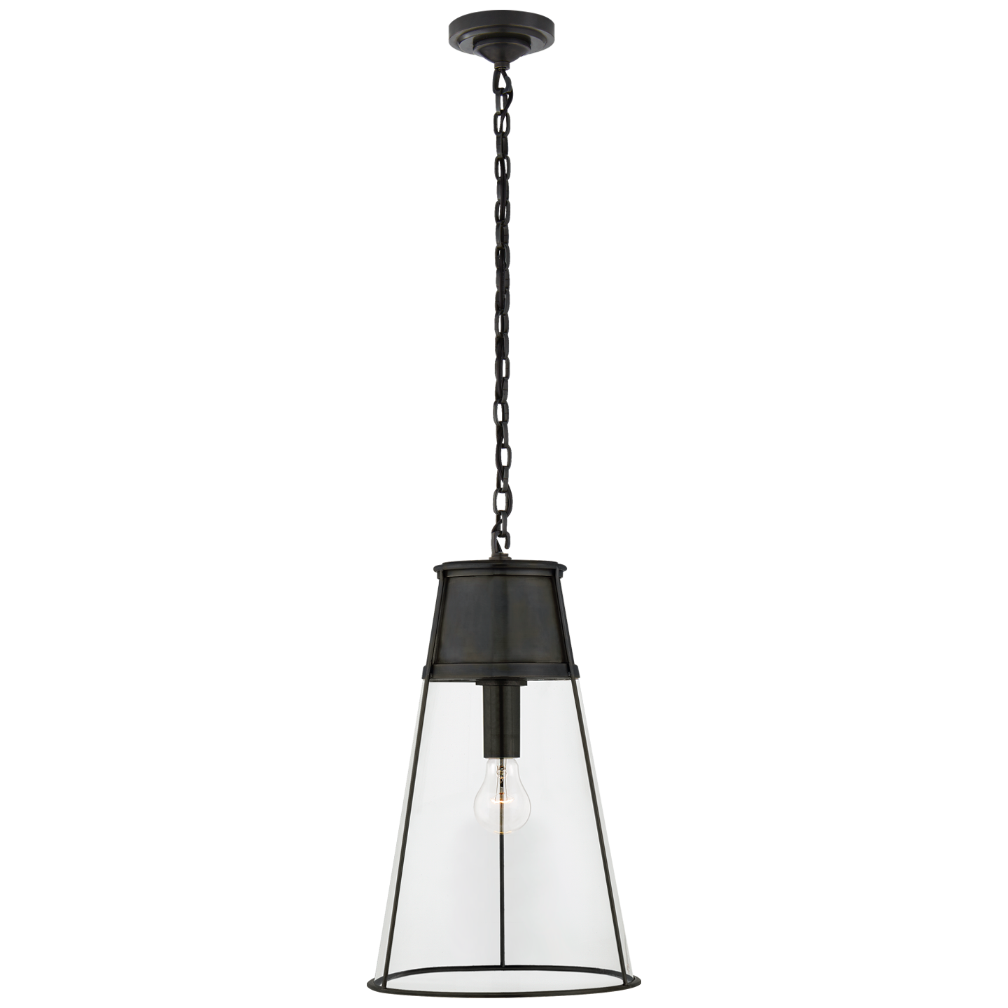 Robinson Large Pendant in Bronze with Clear Glass Open Box