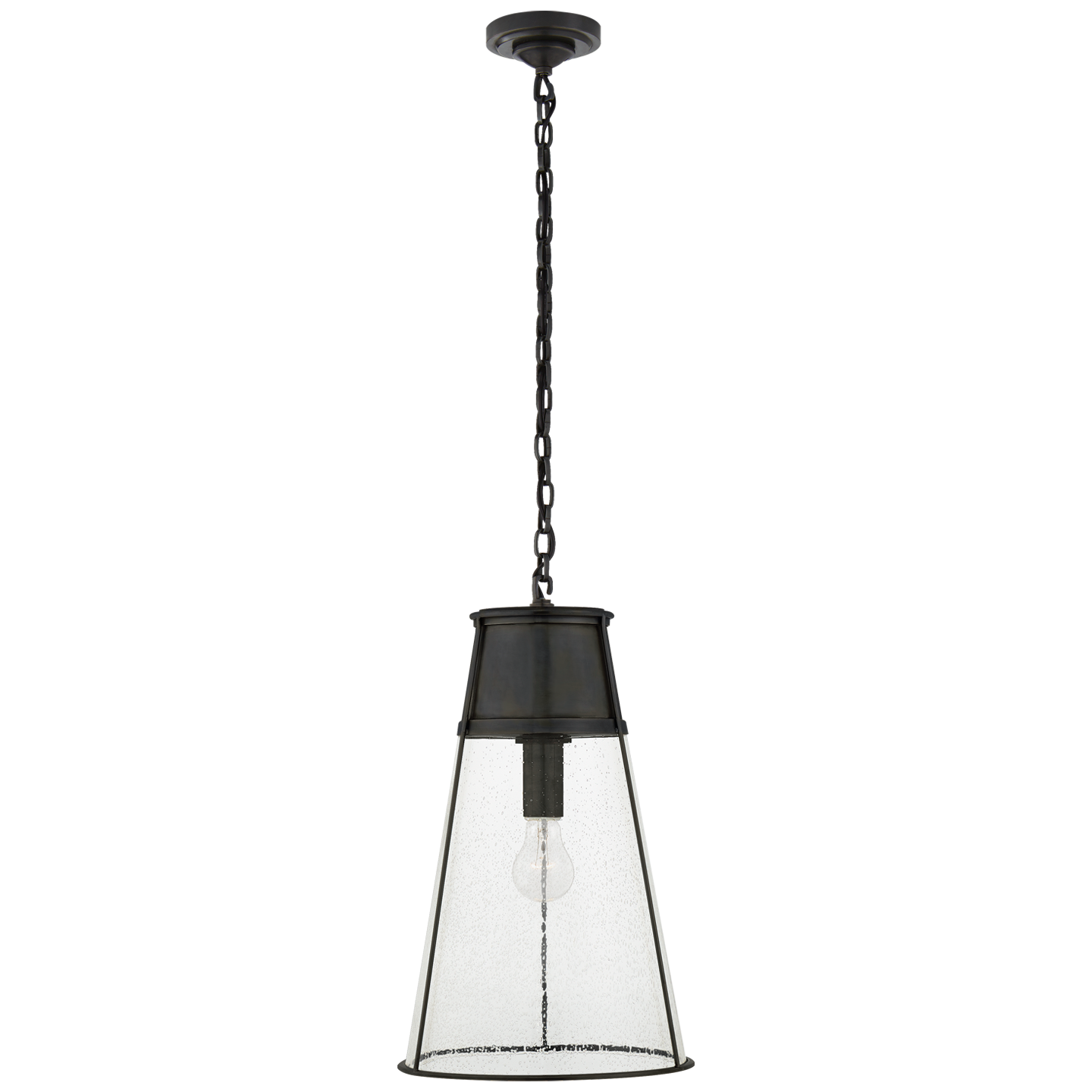 Robinson Large Pendant in Bronze with Seeded Glass Open Box