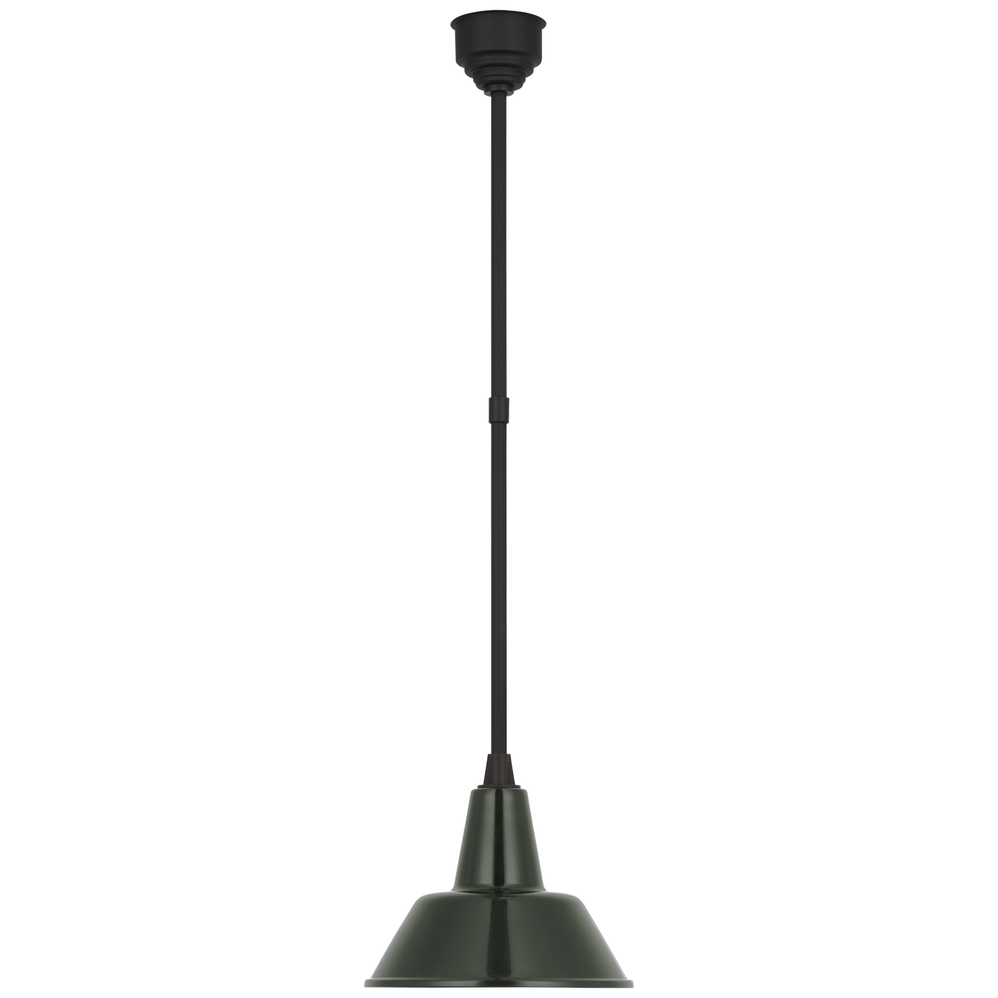 Academy Pendant in Matte Black with 12.5" Green Bowers Shade