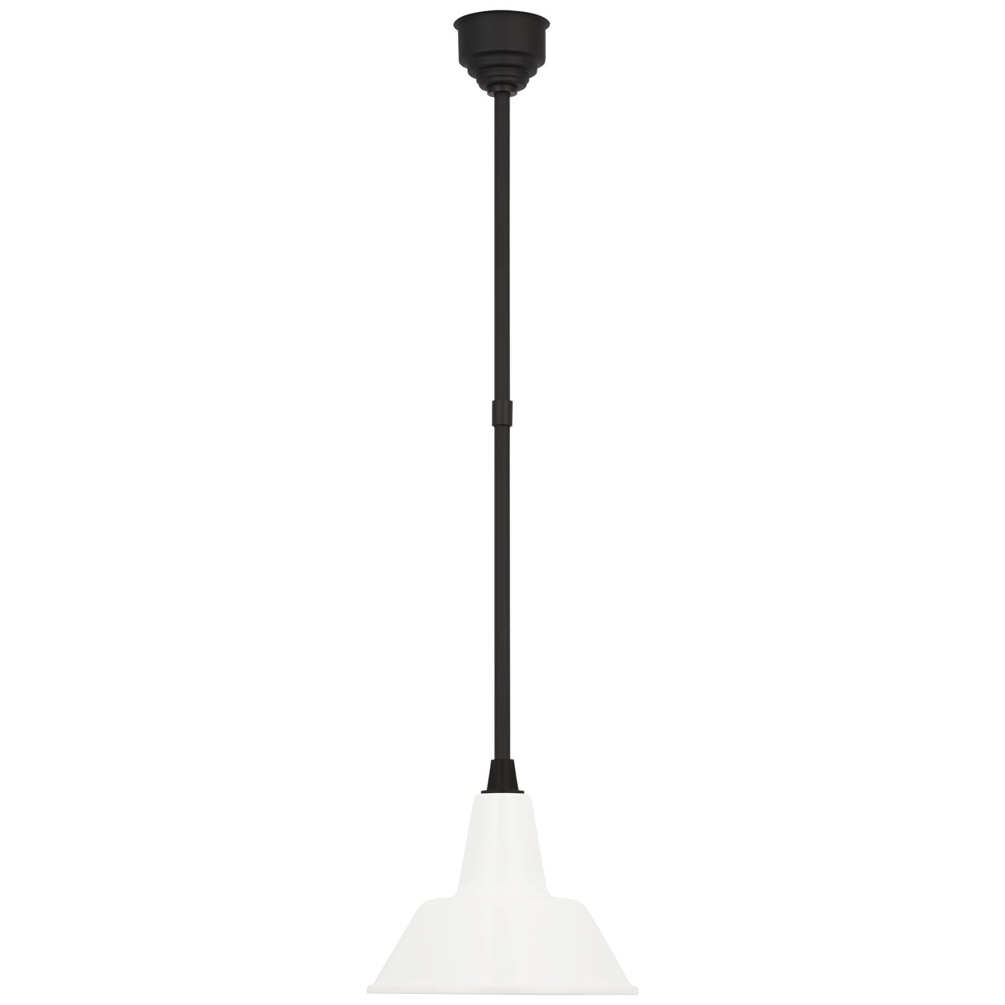 Academy Pendant in Matte Black with 12.5" White Bowers Shade