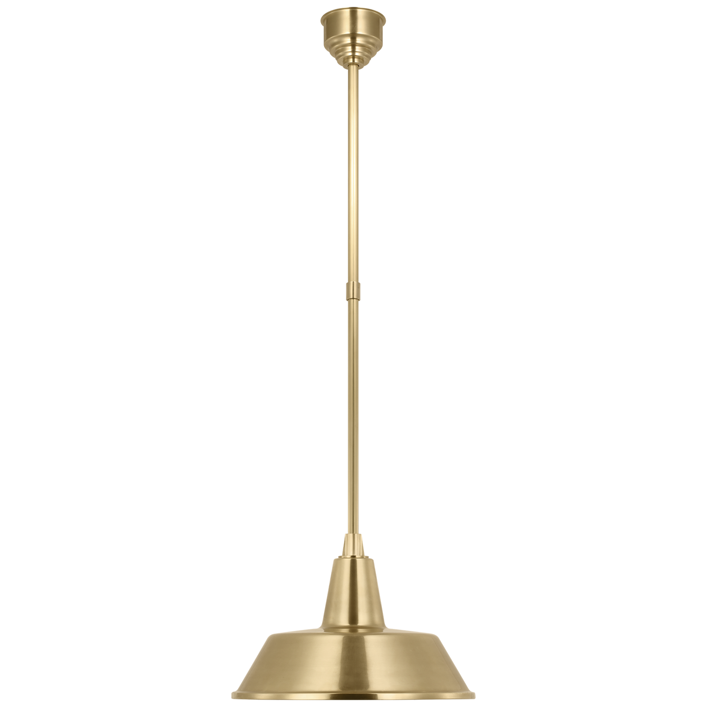 Academy Pendant in Hand-Rubbed Antique Brass with 16" Bowers Shade