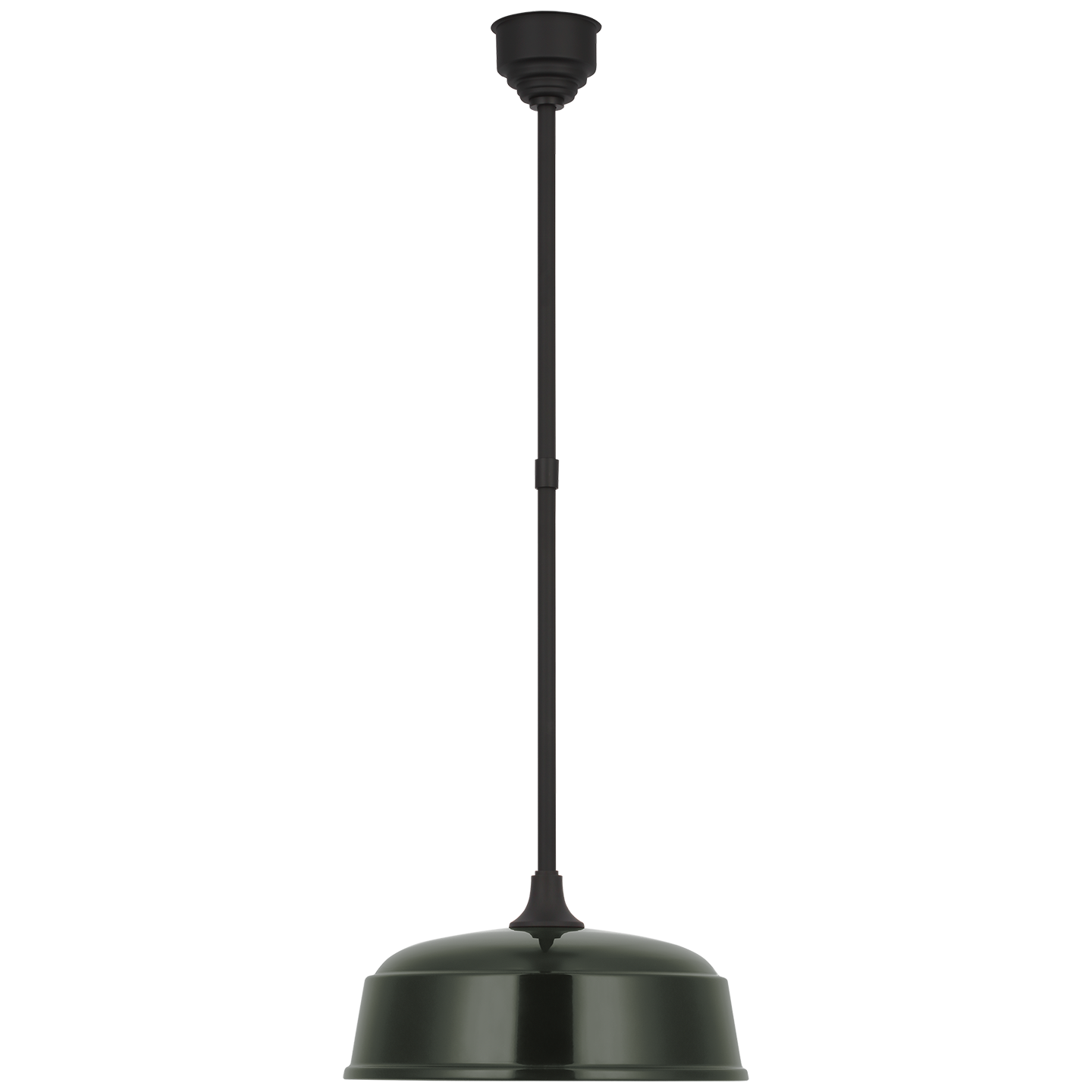 Academy Pendant in Matte Black with 16" Green Rockhouse Shade