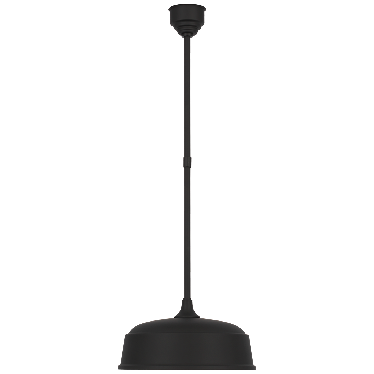 Academy Pendant in Matte Black with 16" Rockhouse Shade