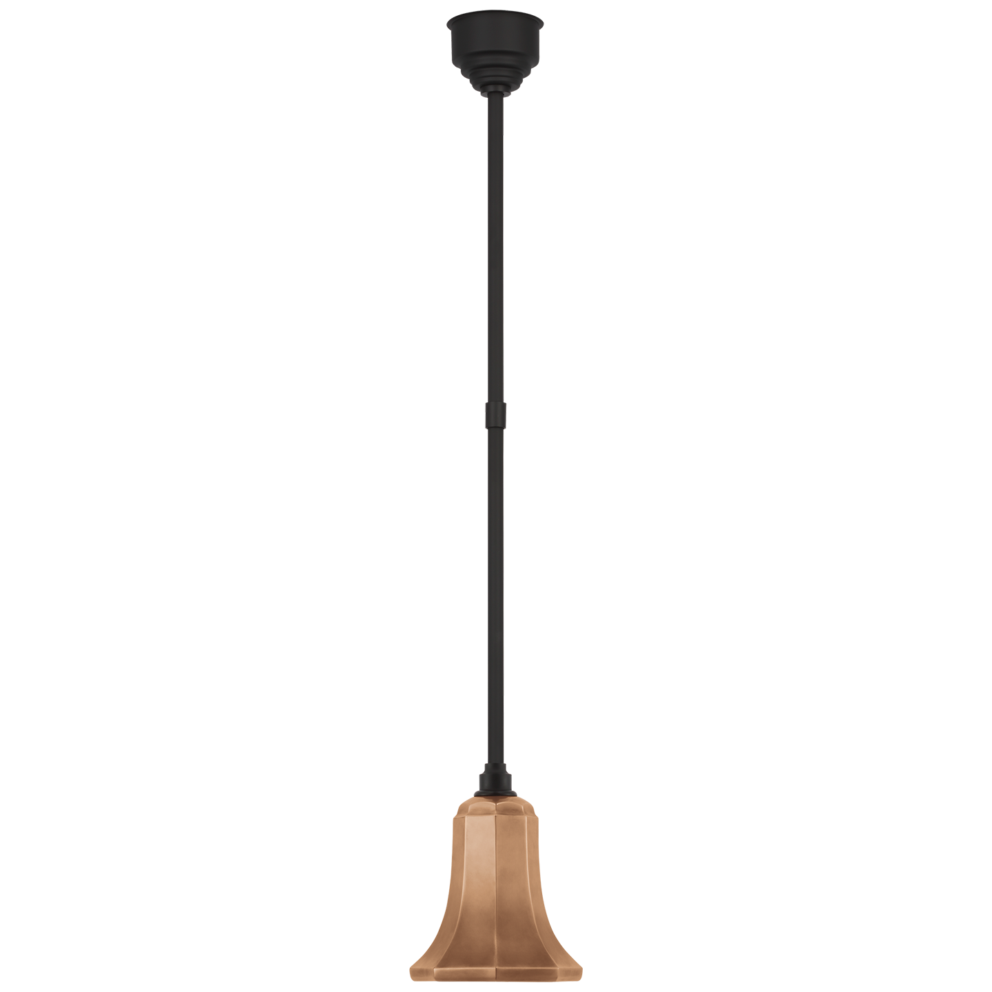 Academy Pendant in Matte Black with 7.5" Soft Copper Savannah Shade