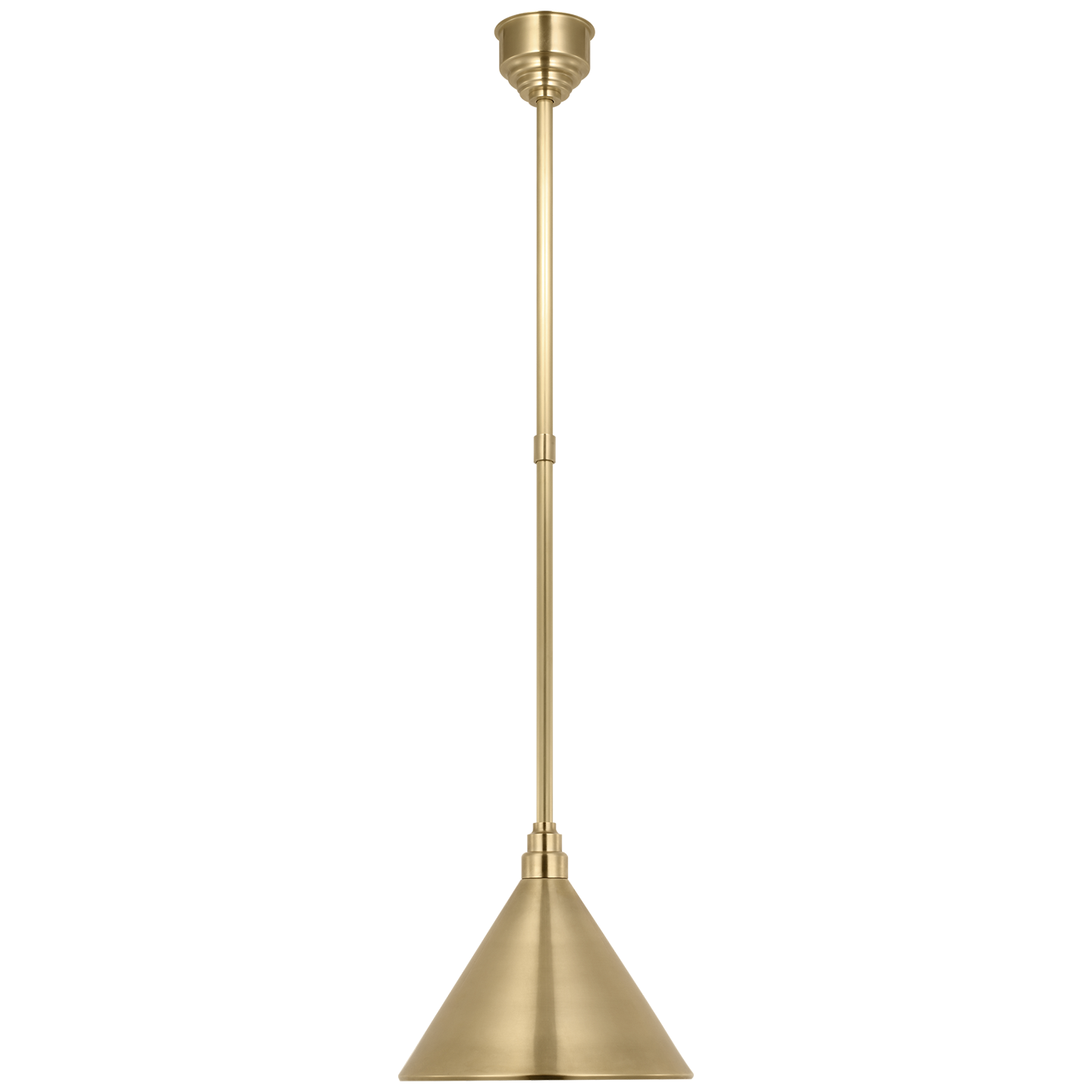 Academy Pendant in Hand-Rubbed Antique Brass with 12.5" Conical Savannah Shade