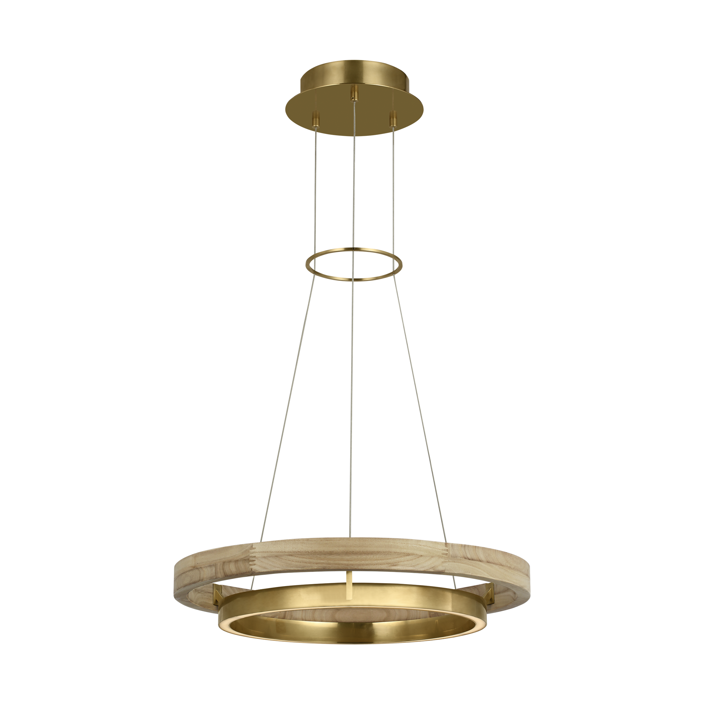 Grace 24 Chandelier hand rubbed antique brass/natural oak 3000K 90 CRI integrated led 90 cri 3000k 120v