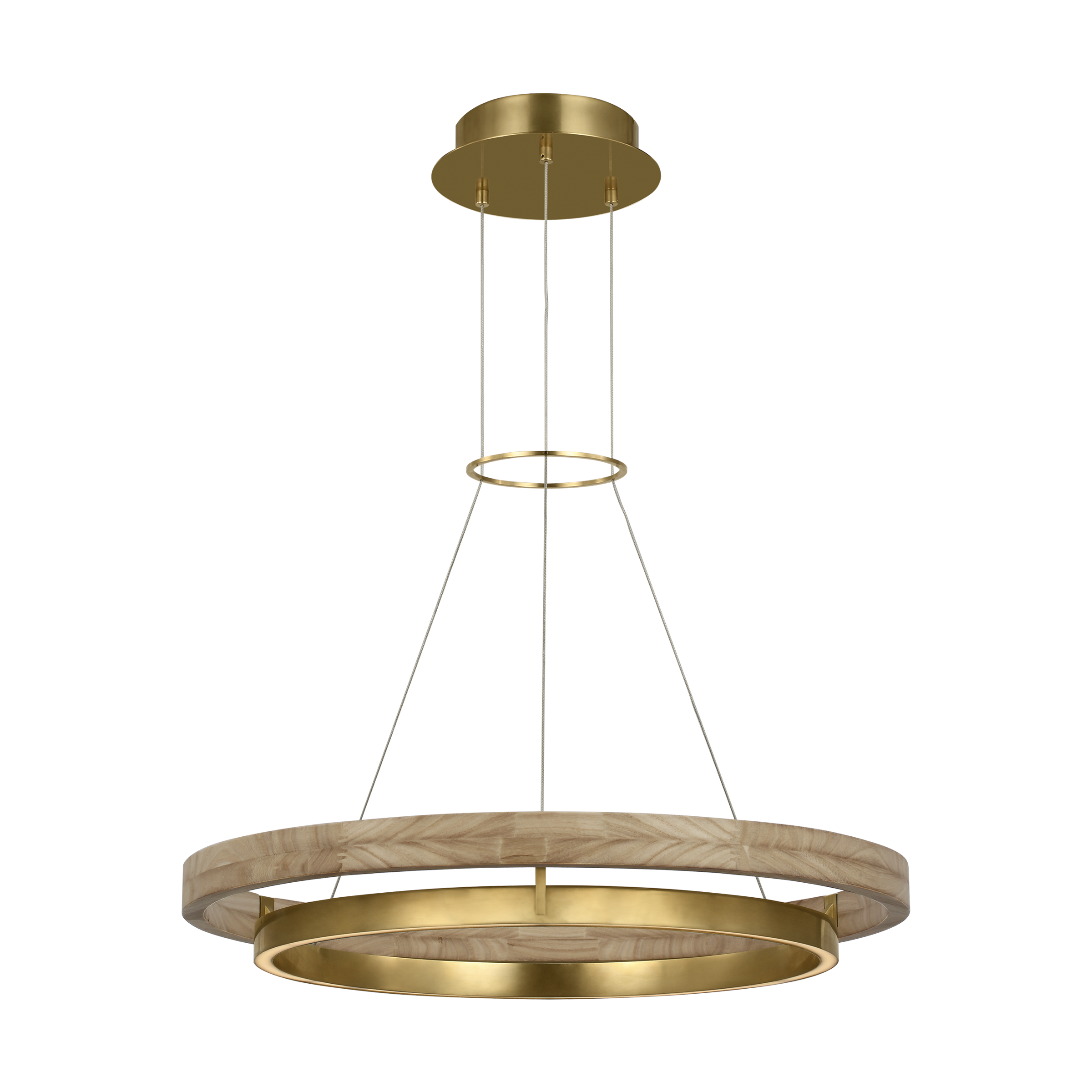 Grace 30 Chandelier 30" Diameter Hand Rubbed Antique Brass/natural oak LED 90 CRI 3000K 120V