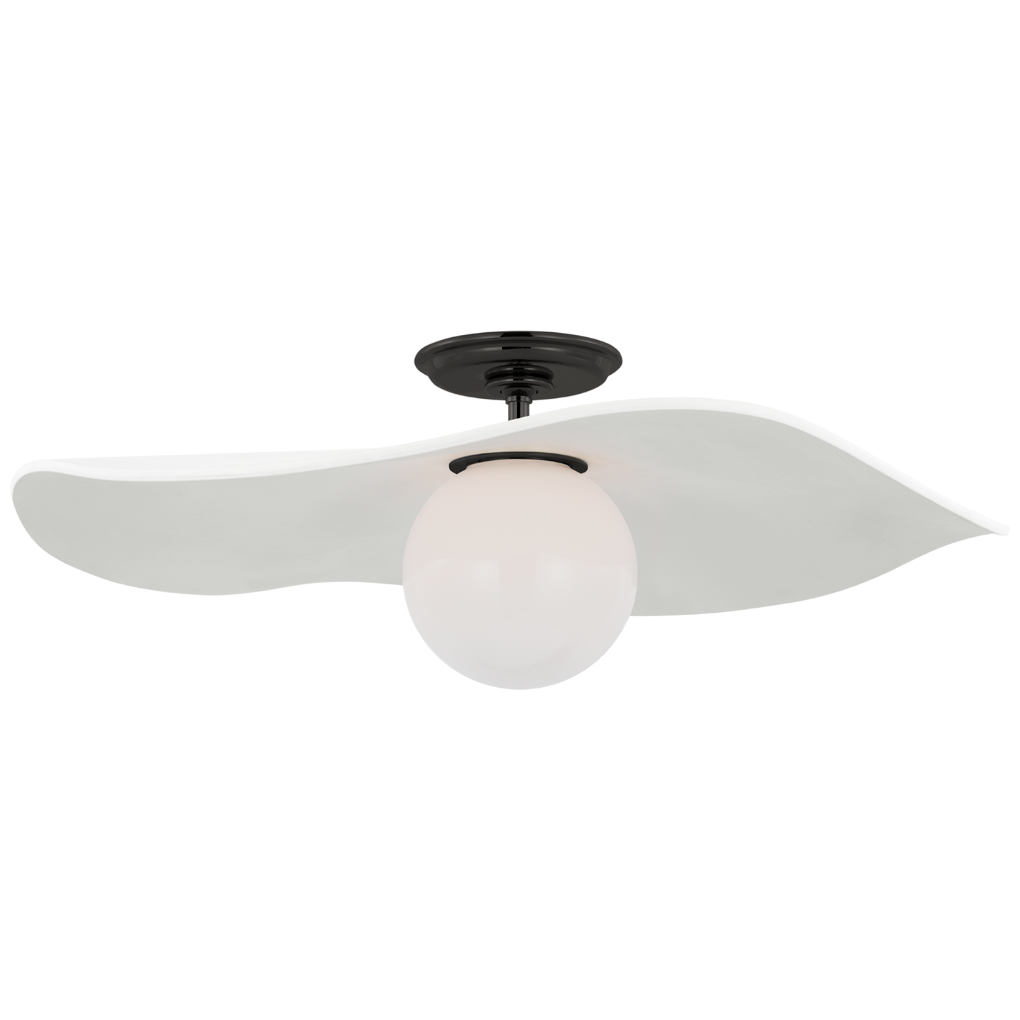 Mahalo 22" Semi-Flush Mount in Bronze and White Glass with Matte White Shade