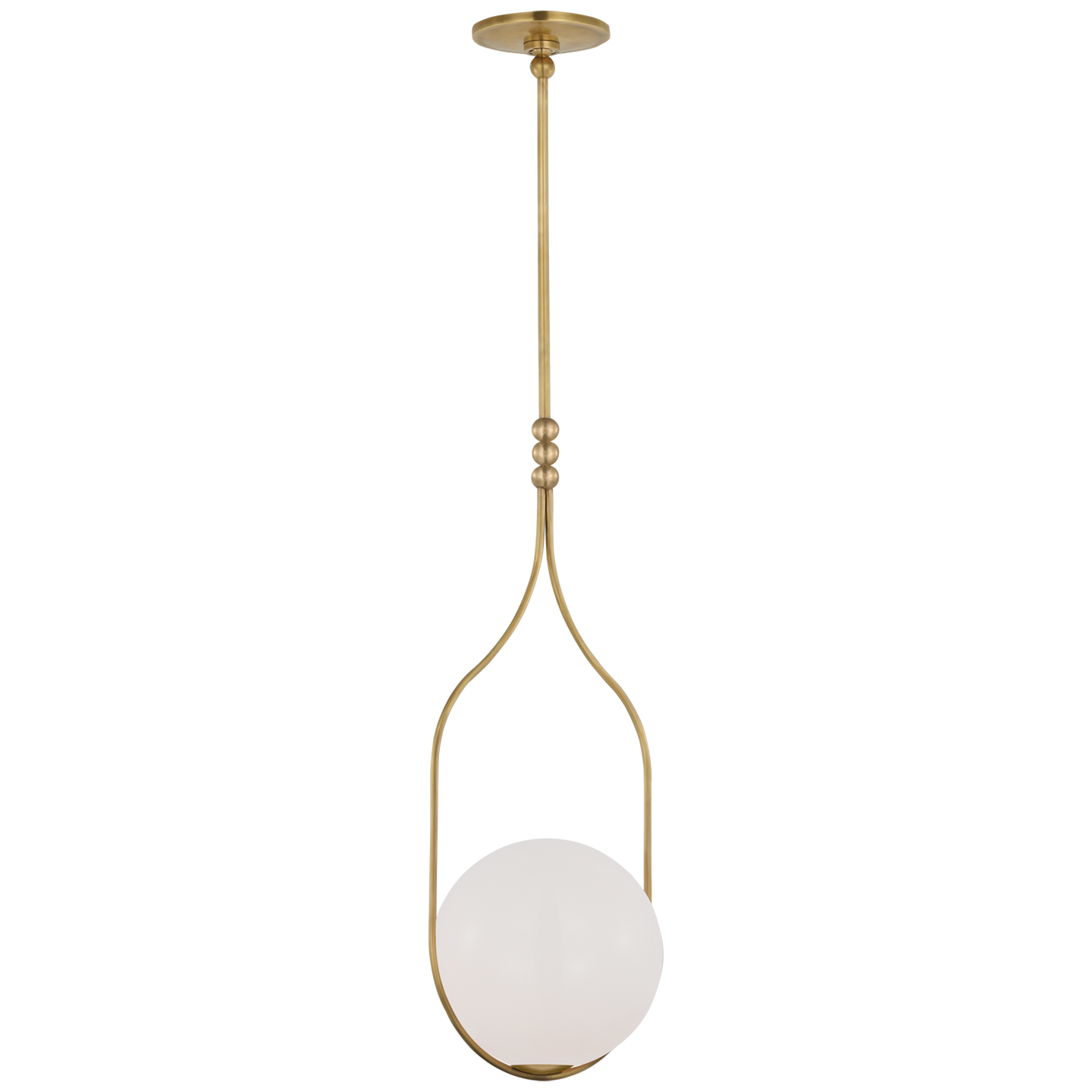Jodo 12" Pendant in Hand-Rubbed Antique Brass with White Glass