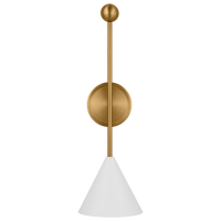 Cosmo Large Sconce Matte White and Burnished Brass