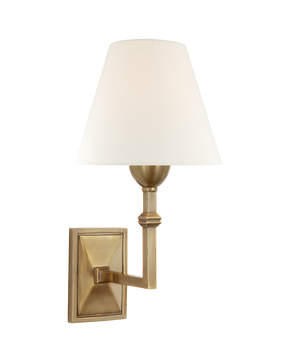 Jane Wall Sconce in Hand-Rubbed Antique Brass with Linen Shade