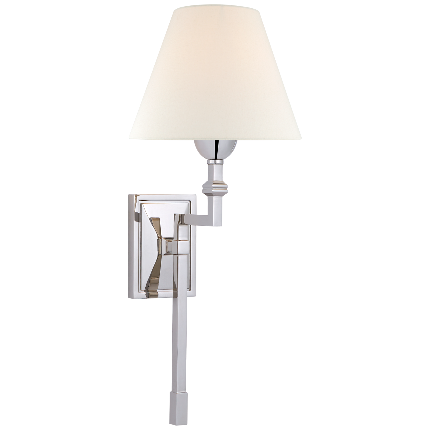 Jane Medium Single Tail Sconce in Polished Nickel with Linen Shade
