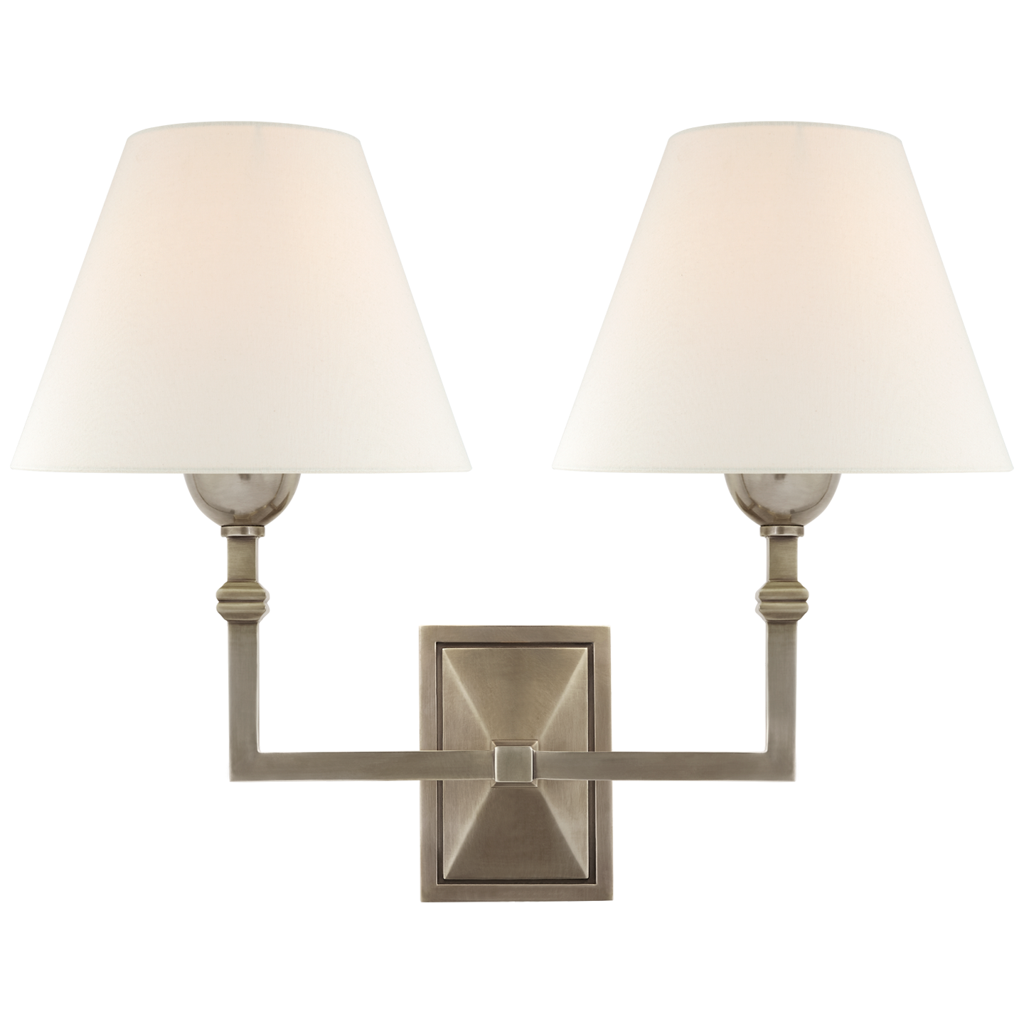 Jane Double Sconce in Antique Nickel with Linen Shade