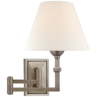Jane Swing Arm Wall Light in Antique Nickel with Linen Shade