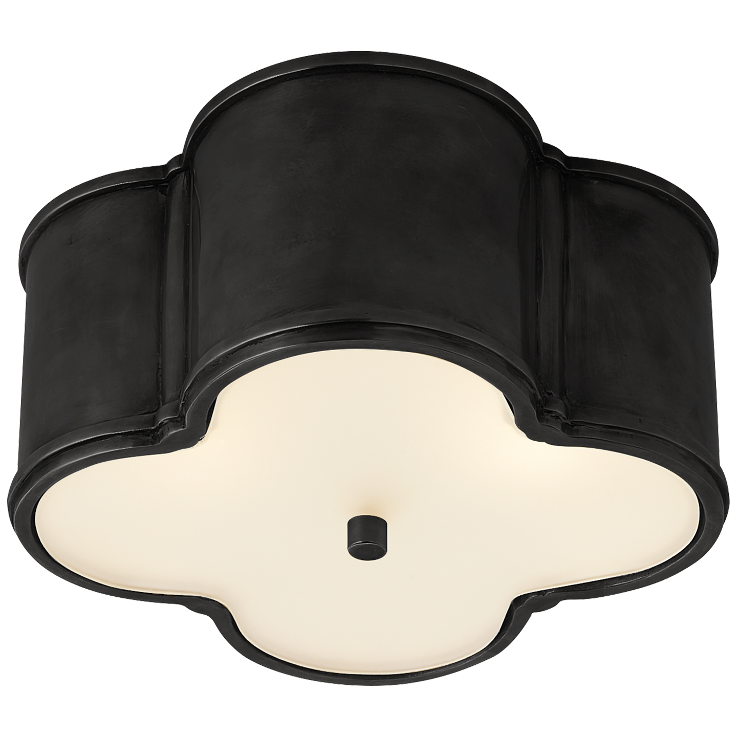 Basil Small Flush Mount in Gun Metal with Frosted Glass