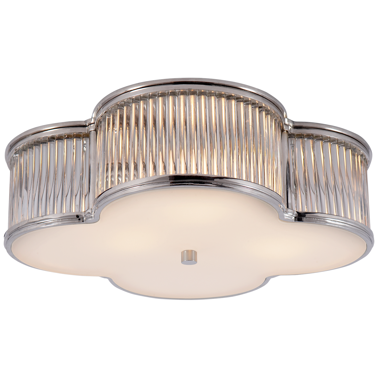 Basil 17" Flush Mount in Polished Nickel and Clear Glass Rods with Frosted Glass