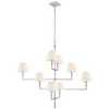 Jane Large Offset Chandelier in Polished Nickel with Linen Shades