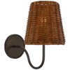 Lyndsie Small Sconce in Aged Iron with Dark Wicker Shade