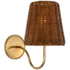 Lyndsie Small Sconce in Hand-Rubbed Antique Brass with Dark Wicker Shade