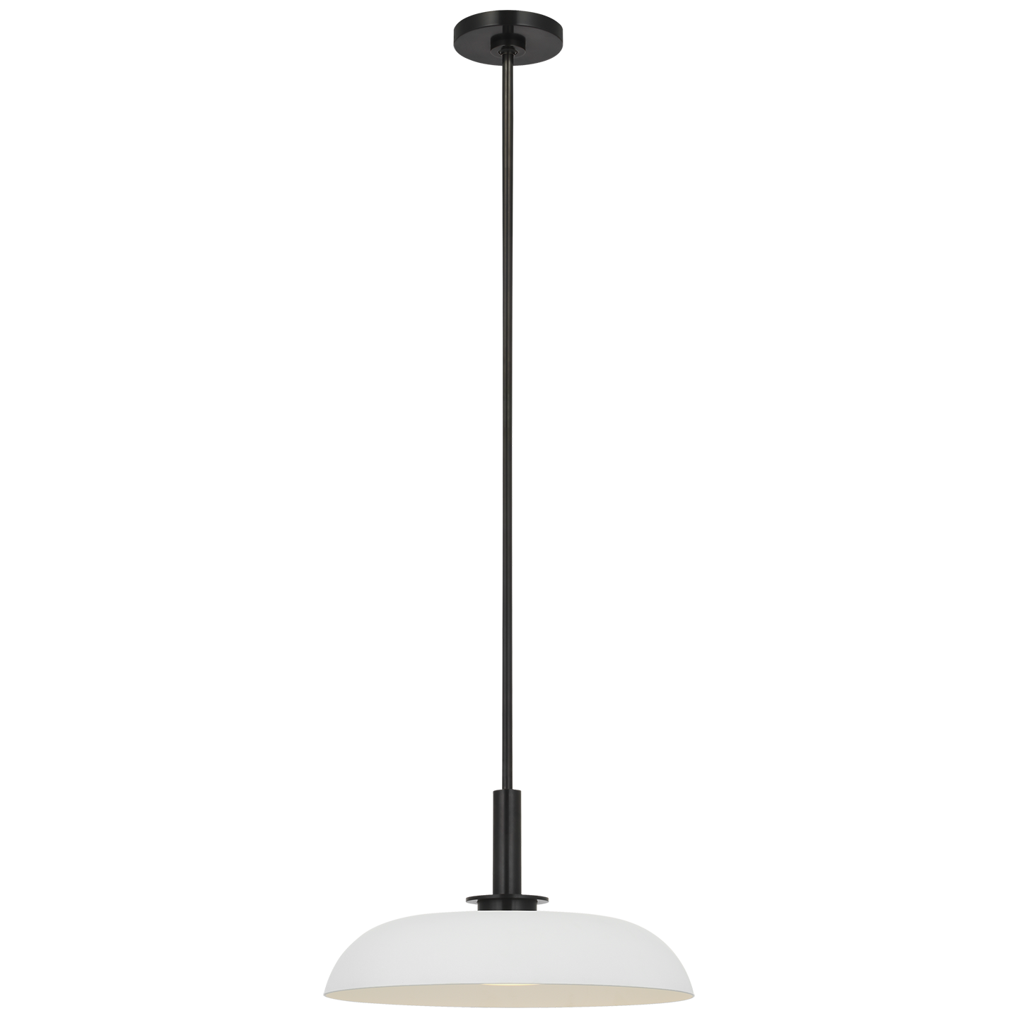 Cyrus 16" Pendant in Bronze and Matte White with White Glass