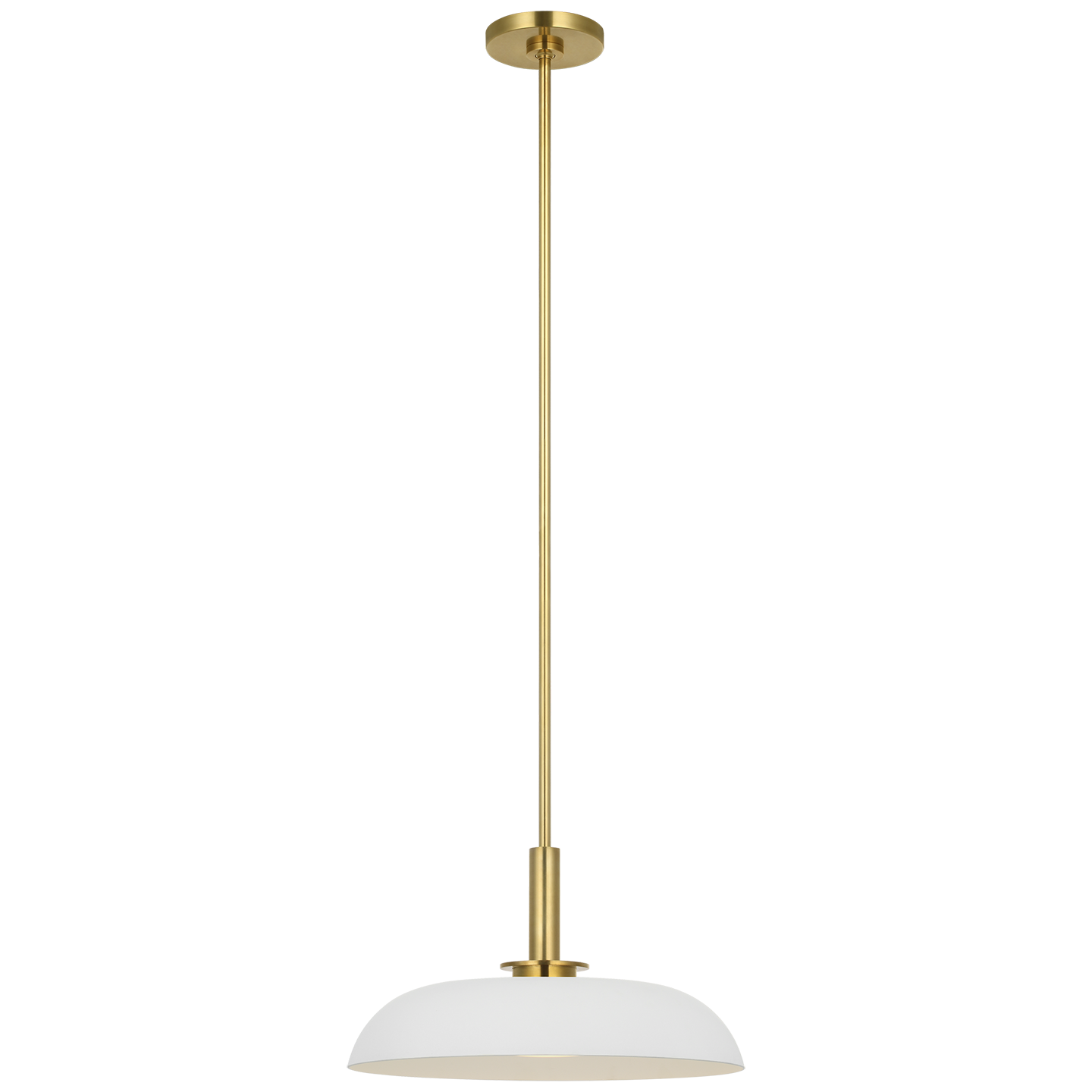 Cyrus 16" Pendant in Hand-Rubbed Antique Brass and Matte White with White Glass