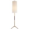 Frankfort Floor Lamp in Hand-Rubbed Antique Brass with Mahogany Accents and Linen Shade
