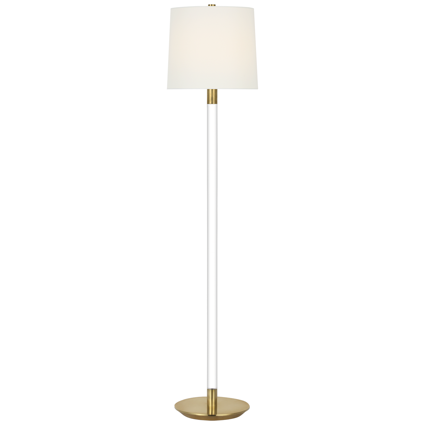 Riga 53" Cordless Floor Lamp in Crystal and Hand-Rubbed Antique Brass with Linen Shade