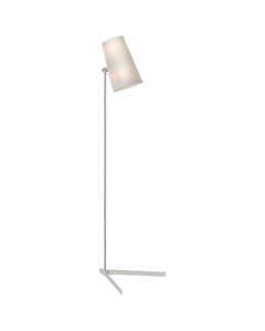Arpont Floor Lamp in Polished Nickel with Parchment Stitched Shade